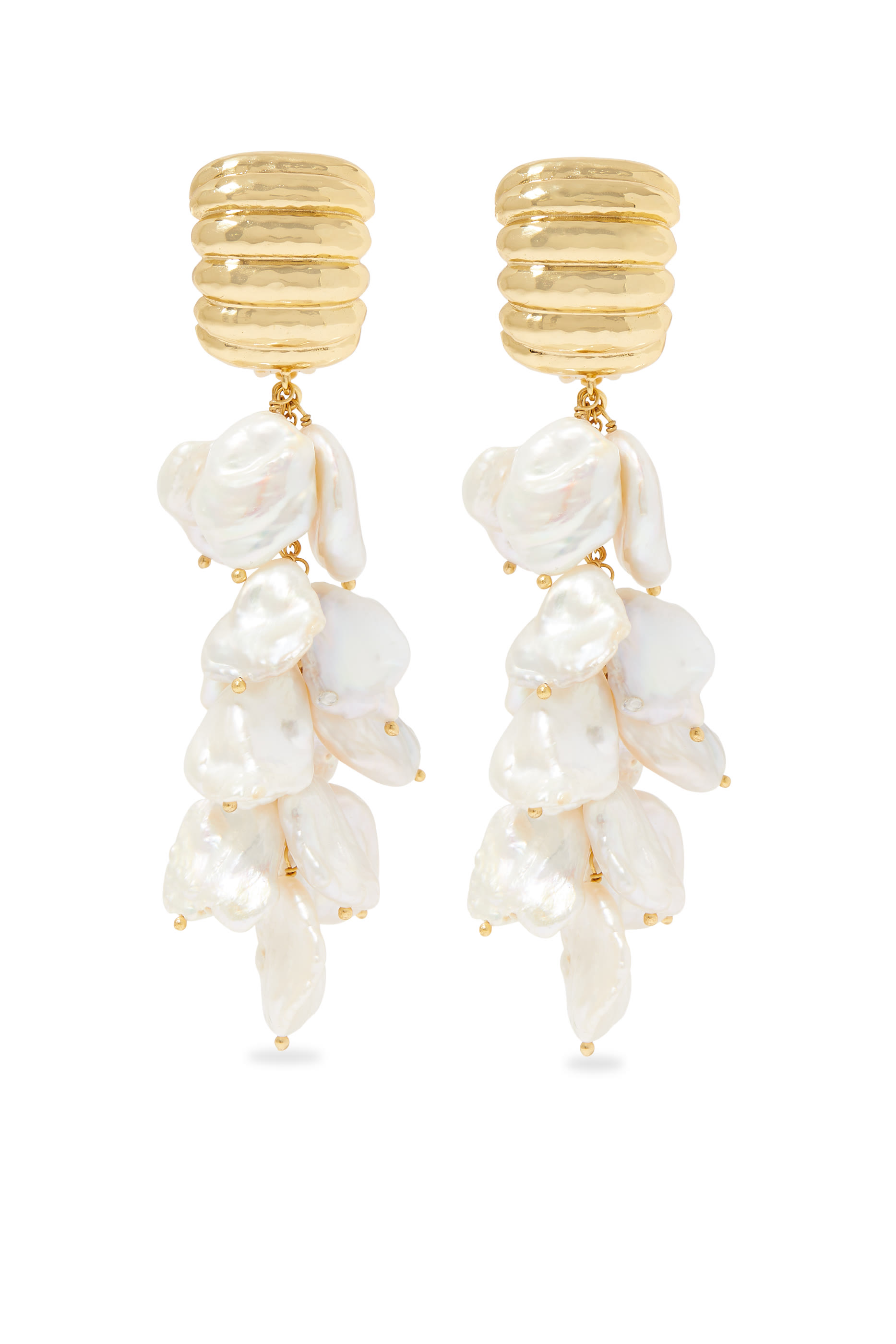 Emerge Earrings, 22k Gold-Plated Brass & Pearl