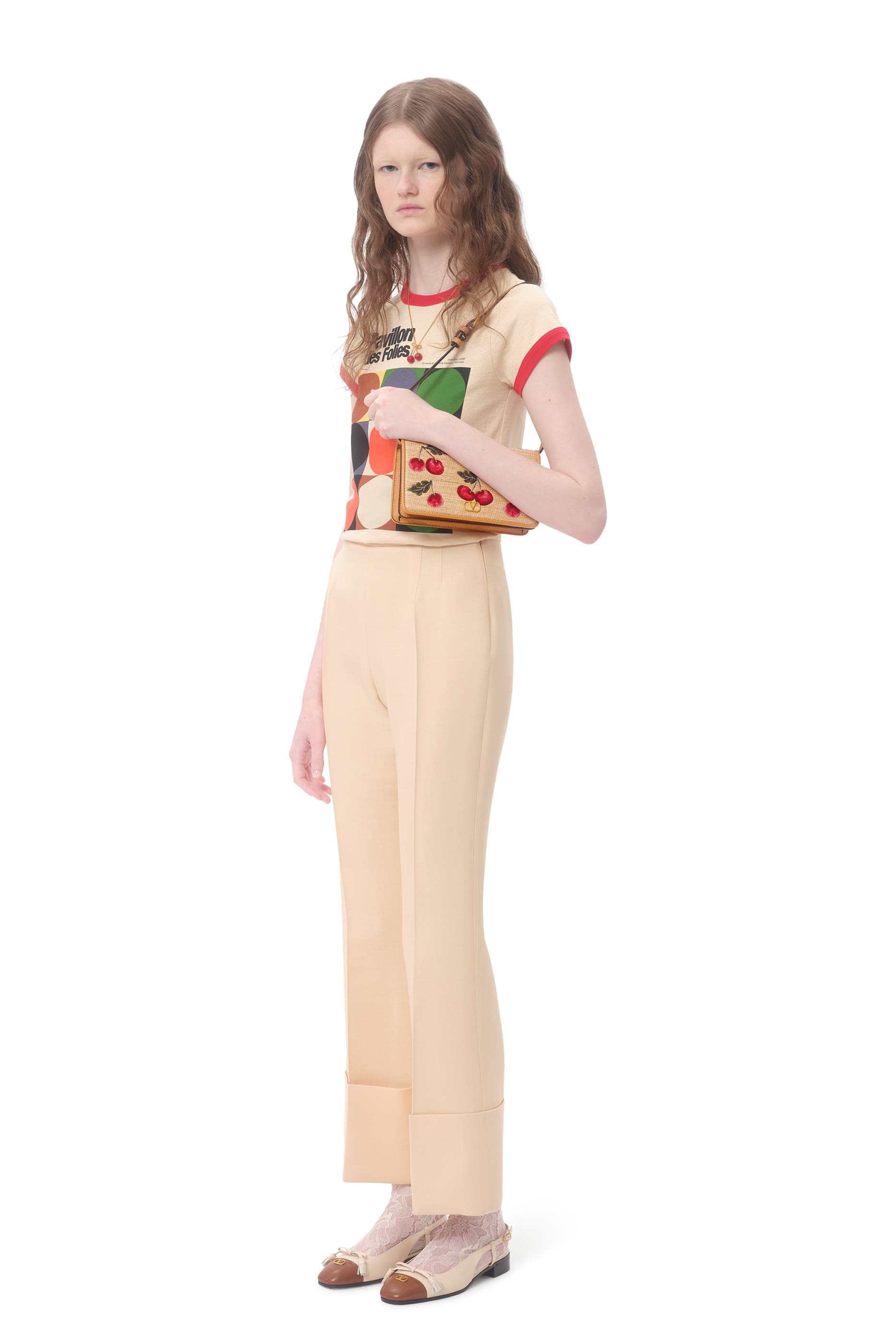 VLogo Signature Mini Shoulder Bag in Jacquard Raffia