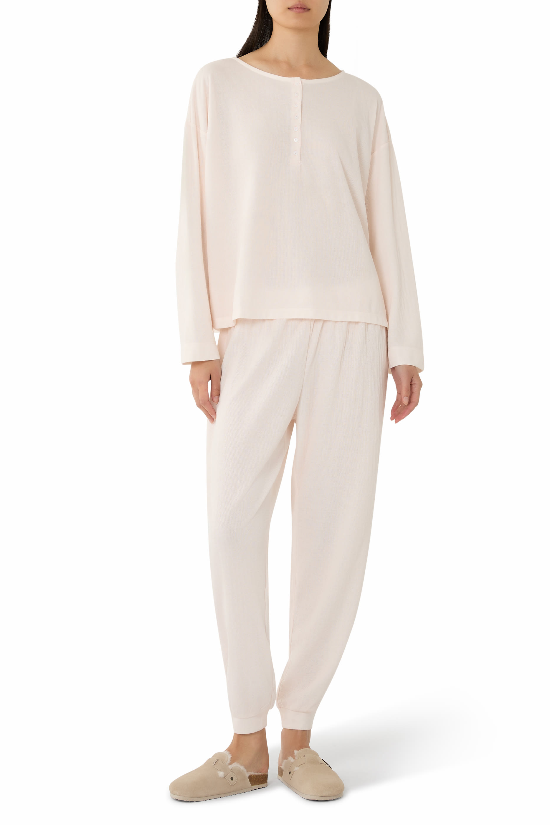  Double-Faced Henley Pajama Set