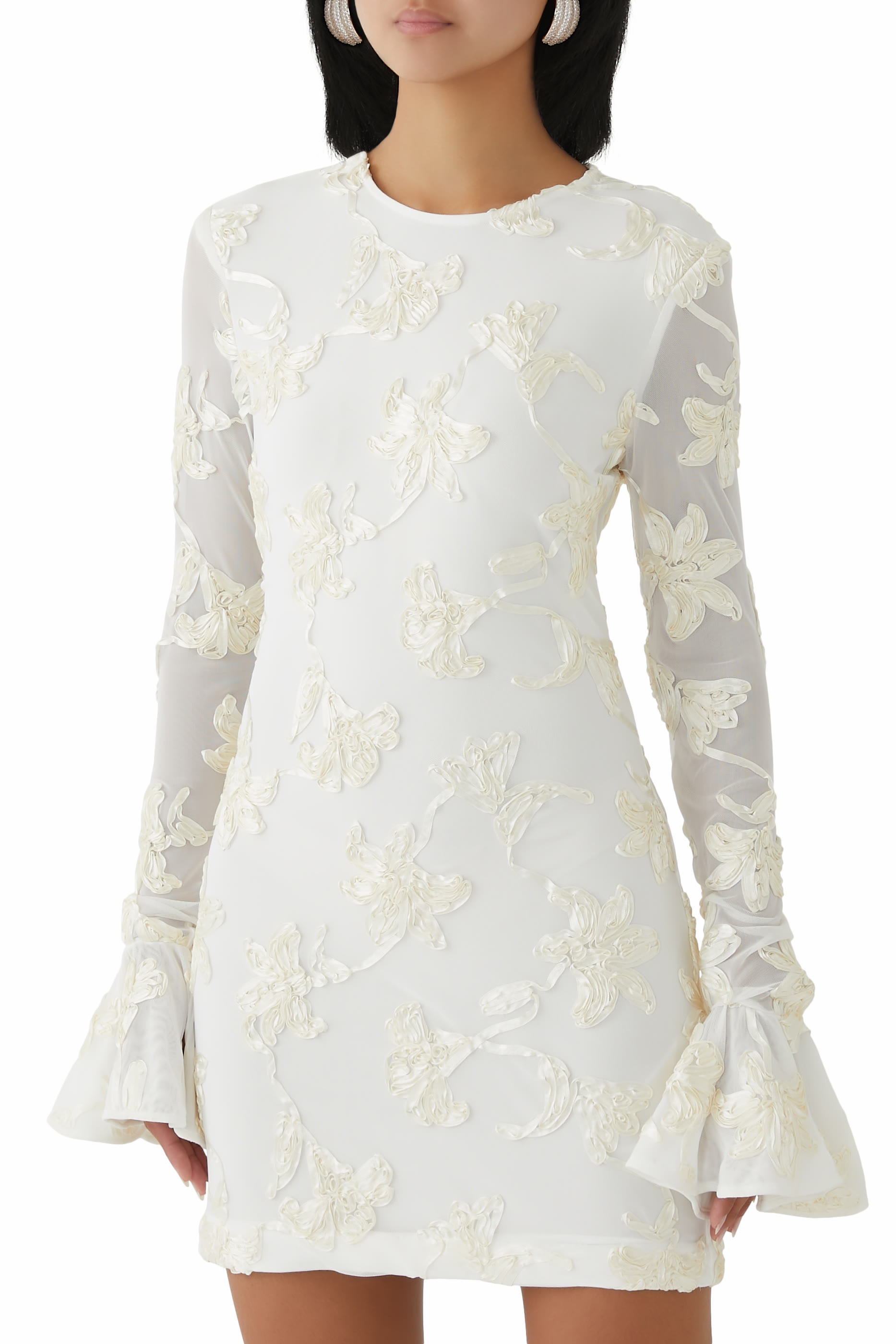 Flower Mesh Mini Dress