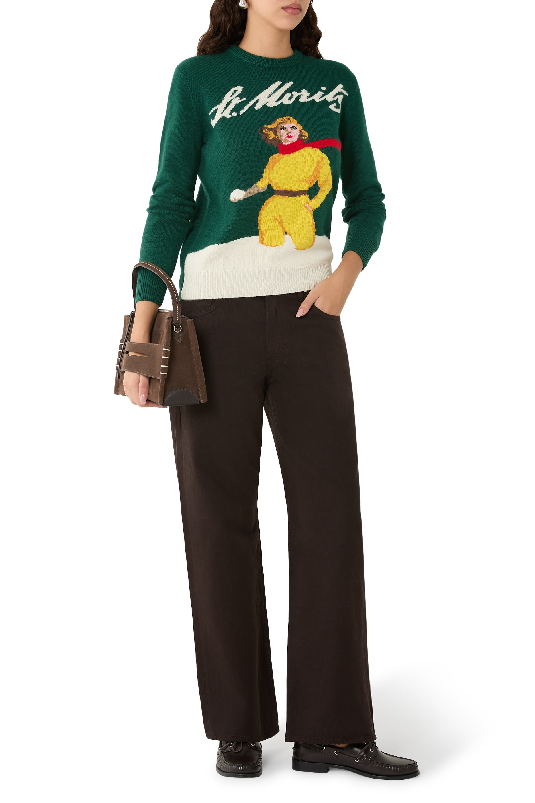 Queen Cashmere-Blend Sweater with St. Moritz Postcard