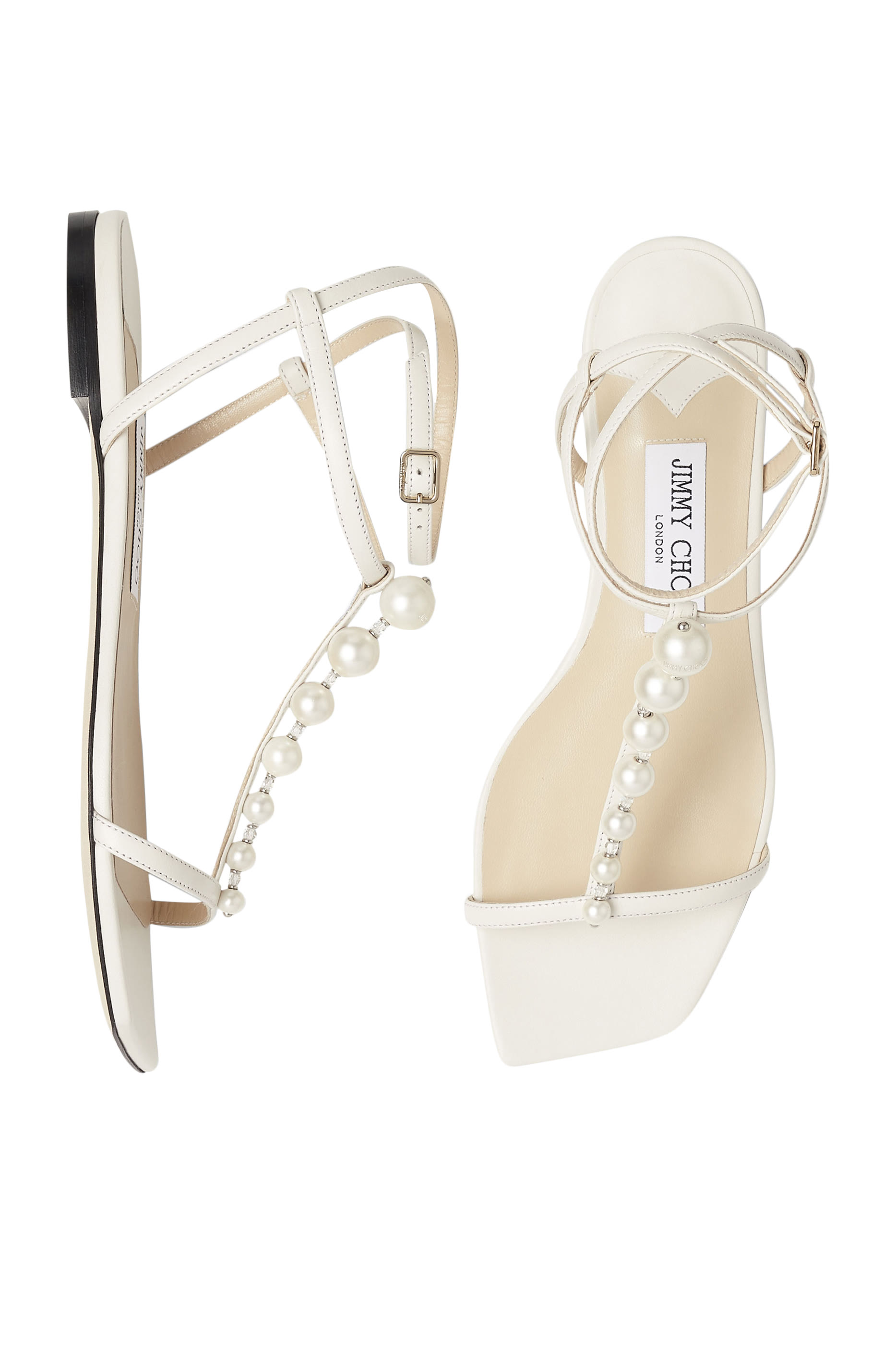 Amari Pearl-Embellished Leather Sandals