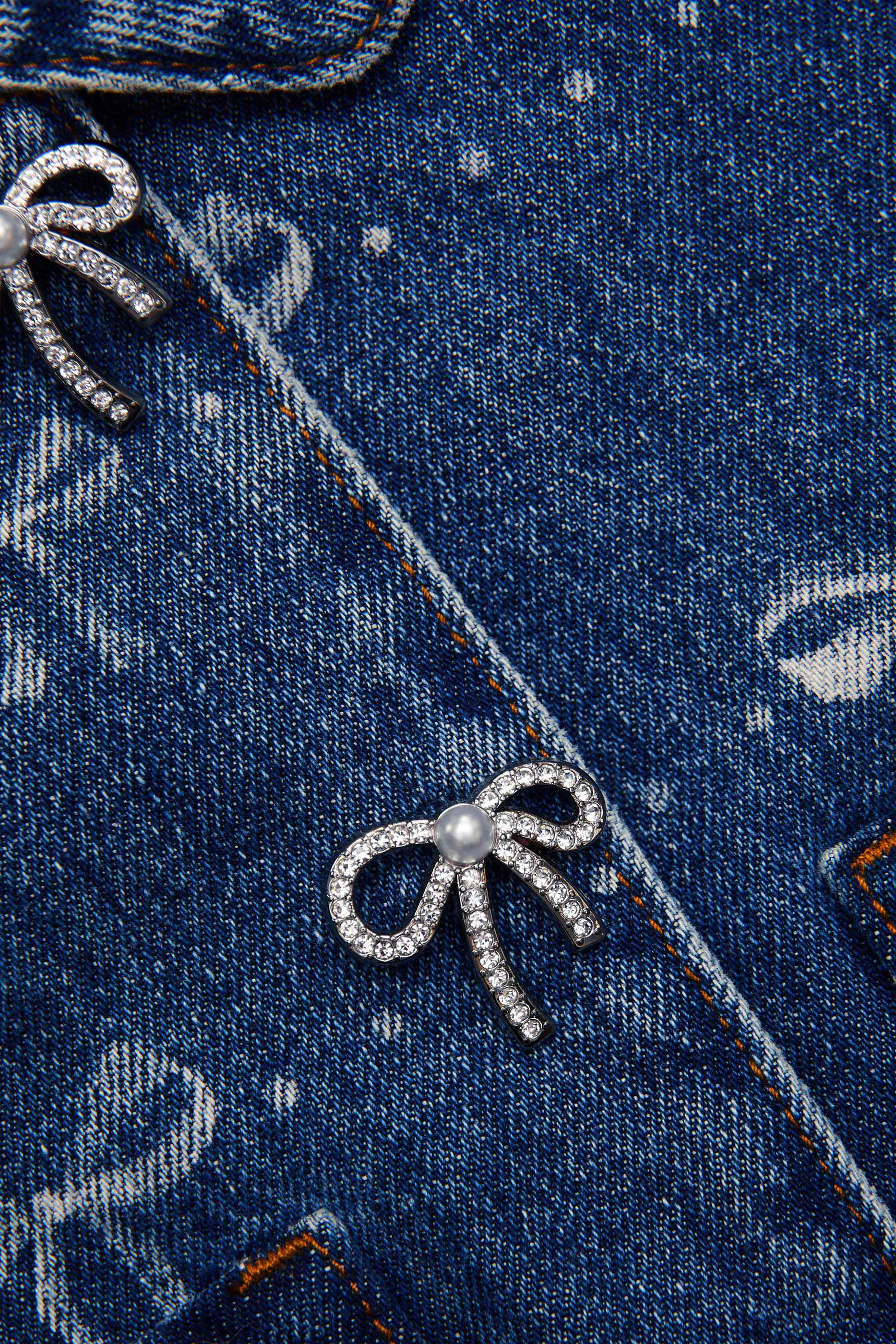 Kids Denim Bow Print Jacket