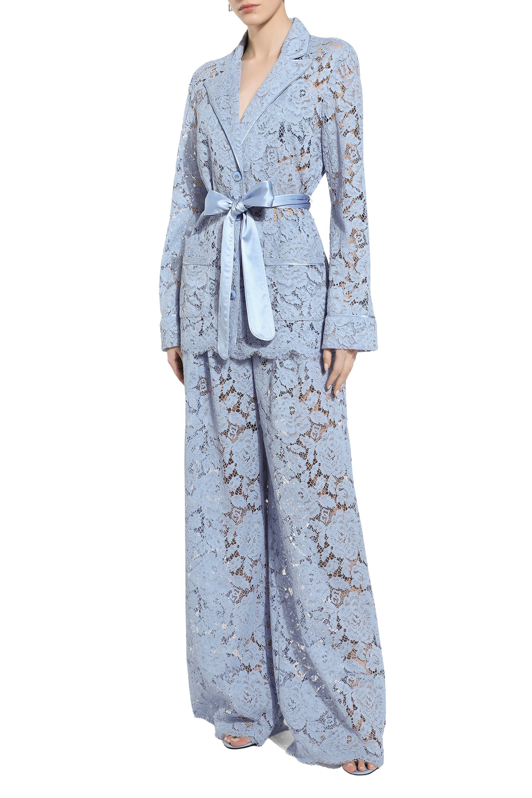 Flared Floral Cordonetto Lace Pants