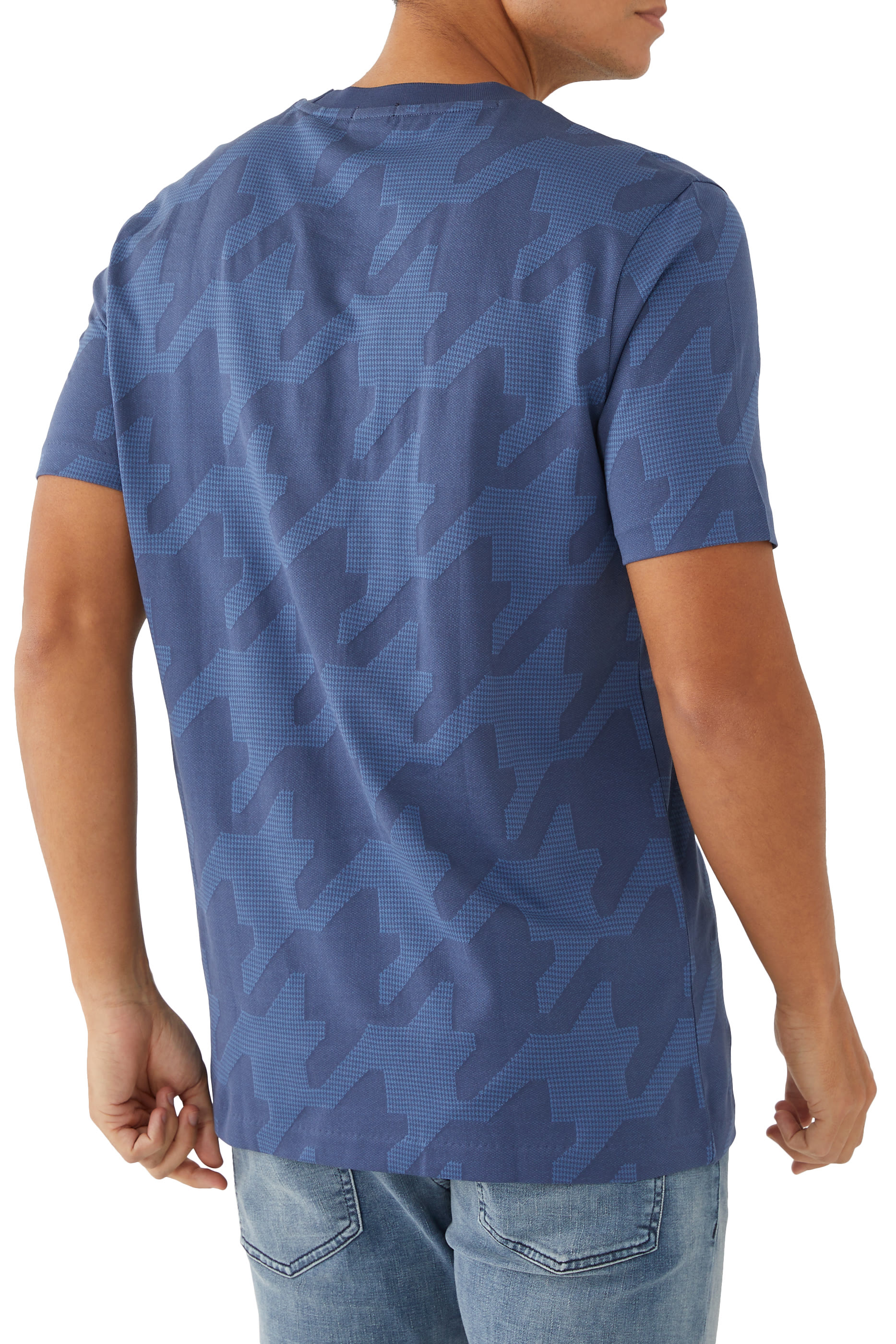 C-Thompson Shirt Mercerized-Cotton T-Shirt with Houndstooth Jacquard