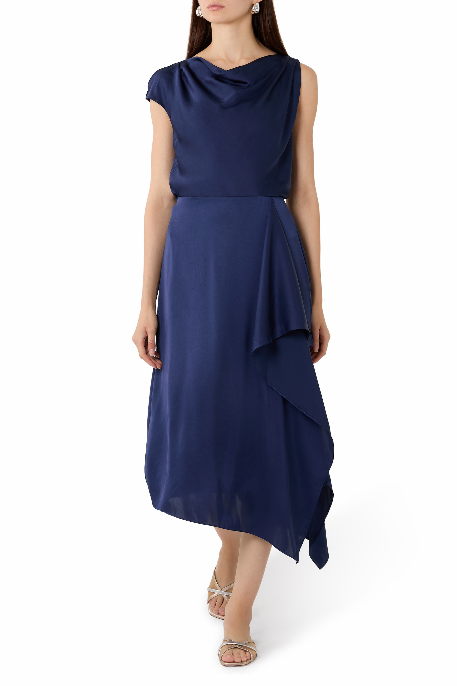  Draped Sarong Skirt in Crushed Satin