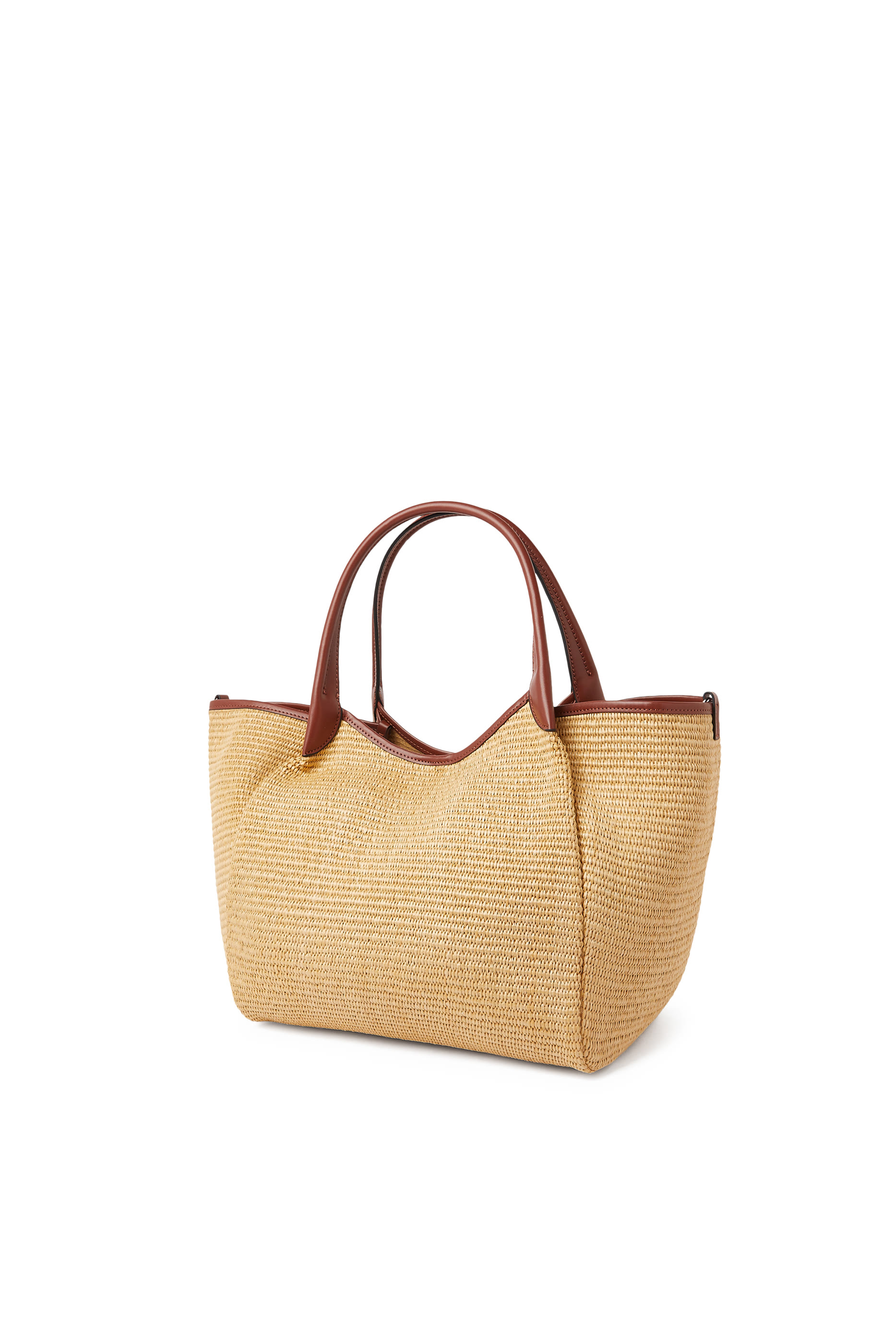 EA Logo Woven Straw Medium Shopper Bag