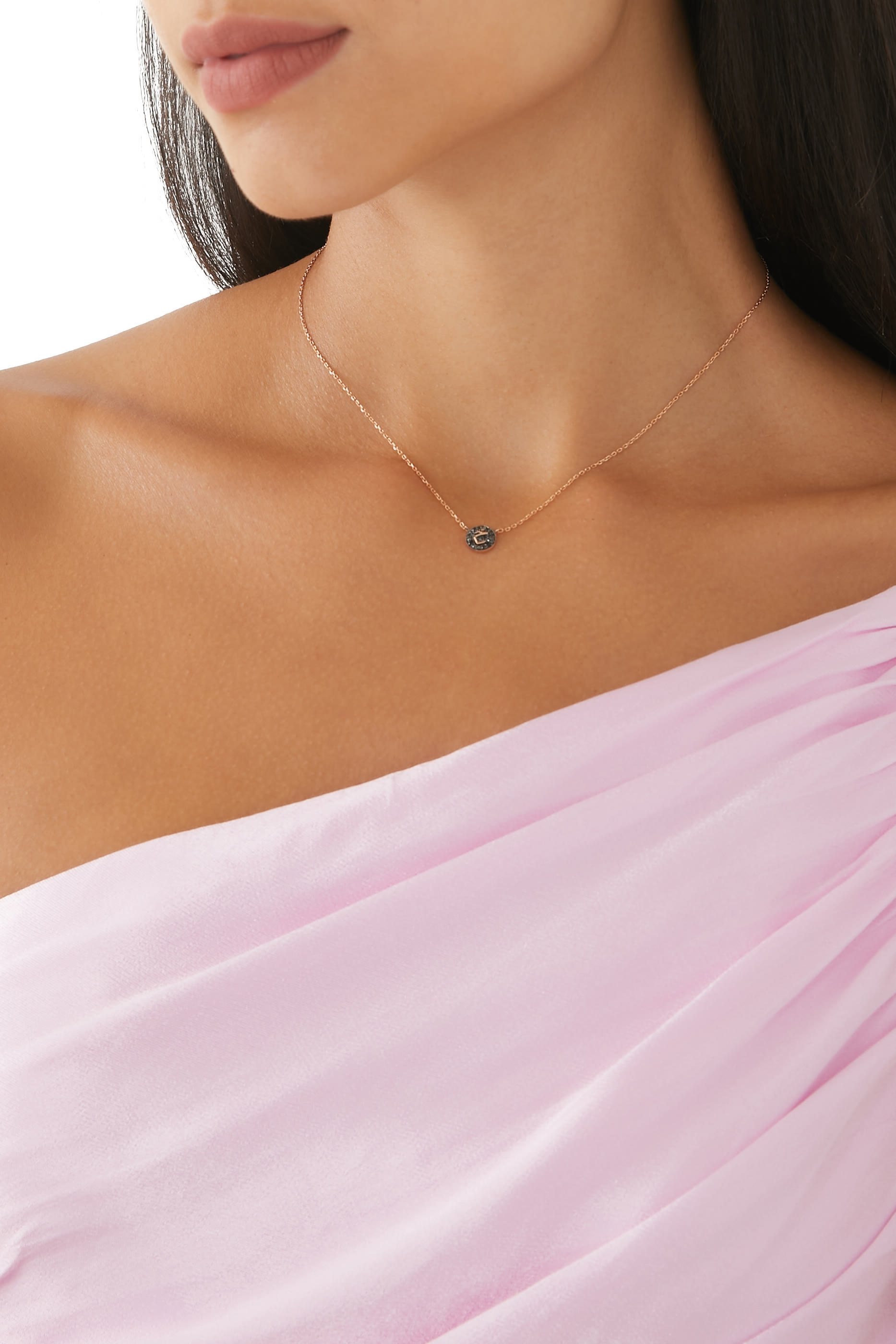 Letter KHAA Necklace, 18k Rose Gold & Diamonds