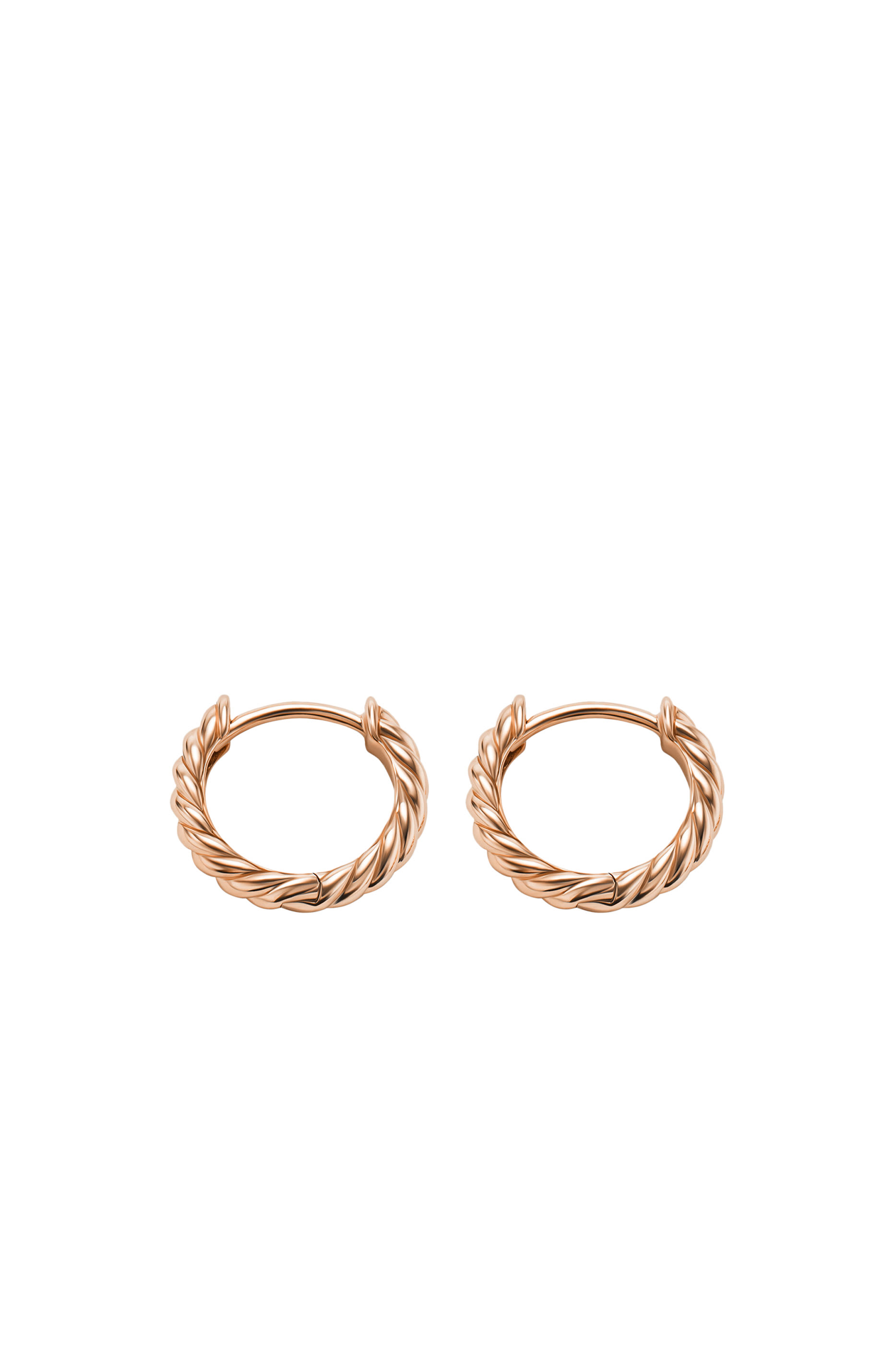 Sculpted Cable Huggie Hoop Earrings, 18k Rose Gold
