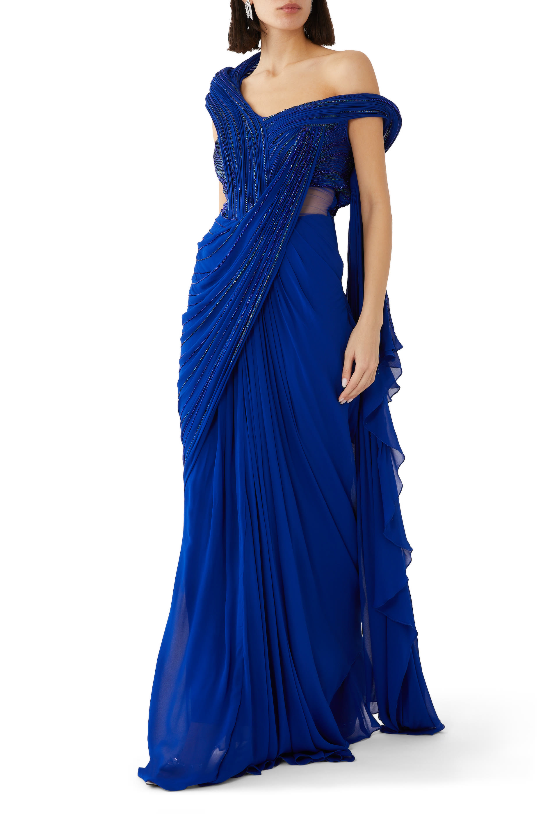 One Shoulder Saree Gown
