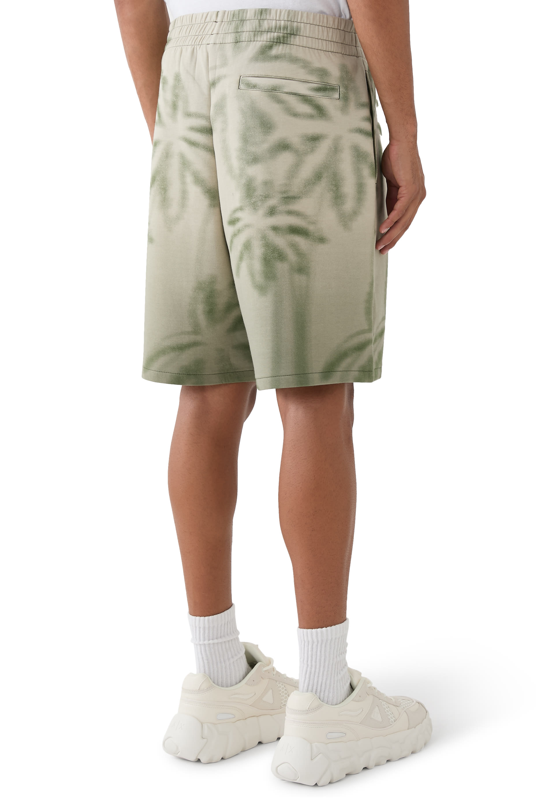 Palm Print Cotton Blend Shorts