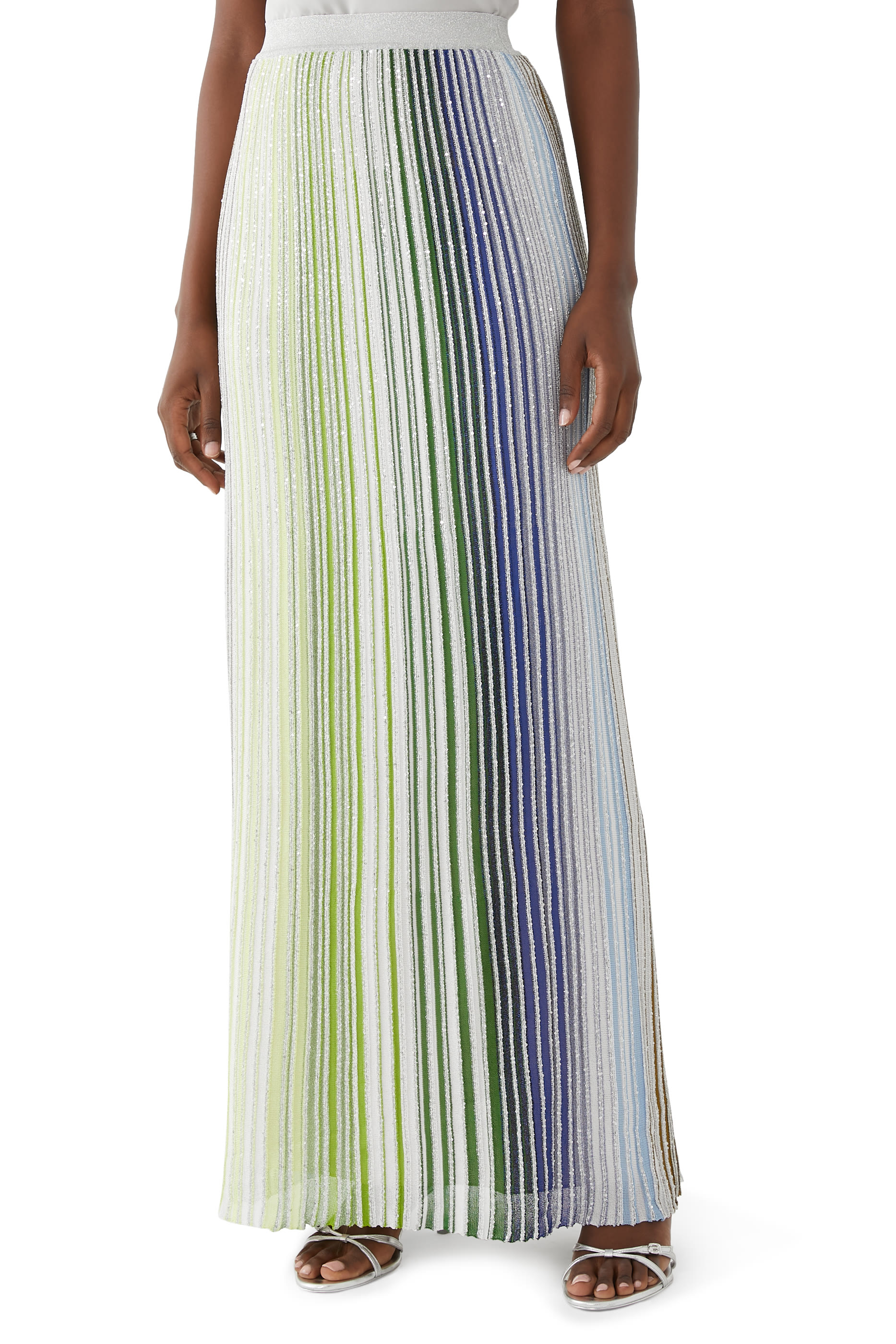 Partialized Knit Sequinned Maxi Skirt