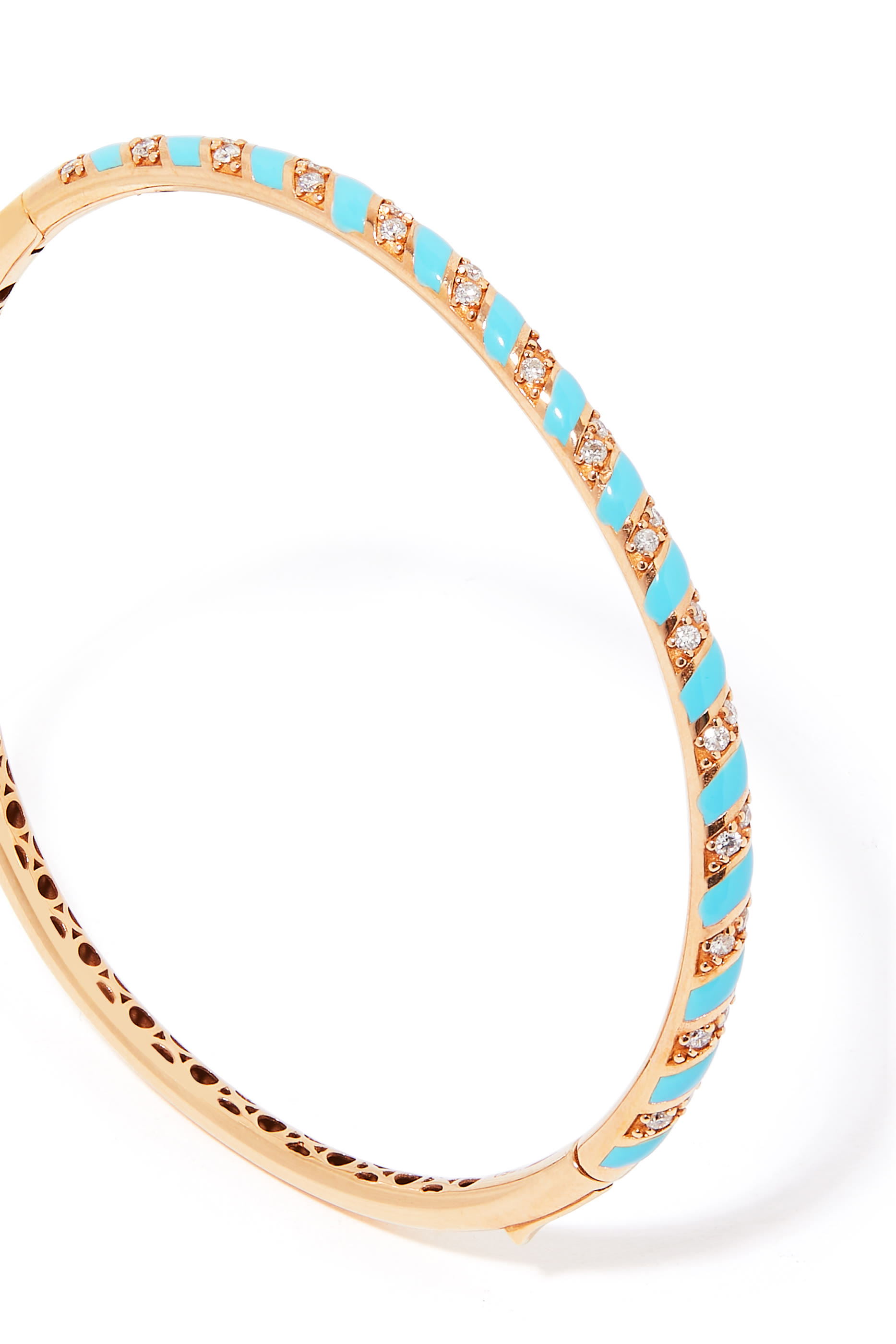 Tornado Bracelet, 18k Rose Gold with Enamel & Diamonds