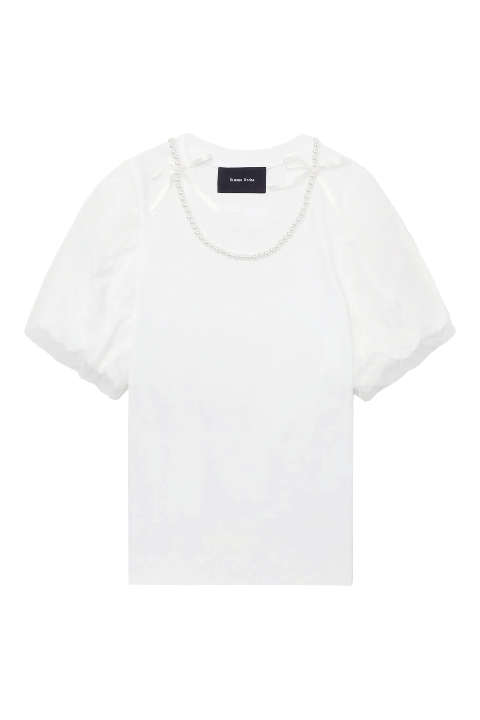 Tulle Overlay Puff Sleeve T-Shirt