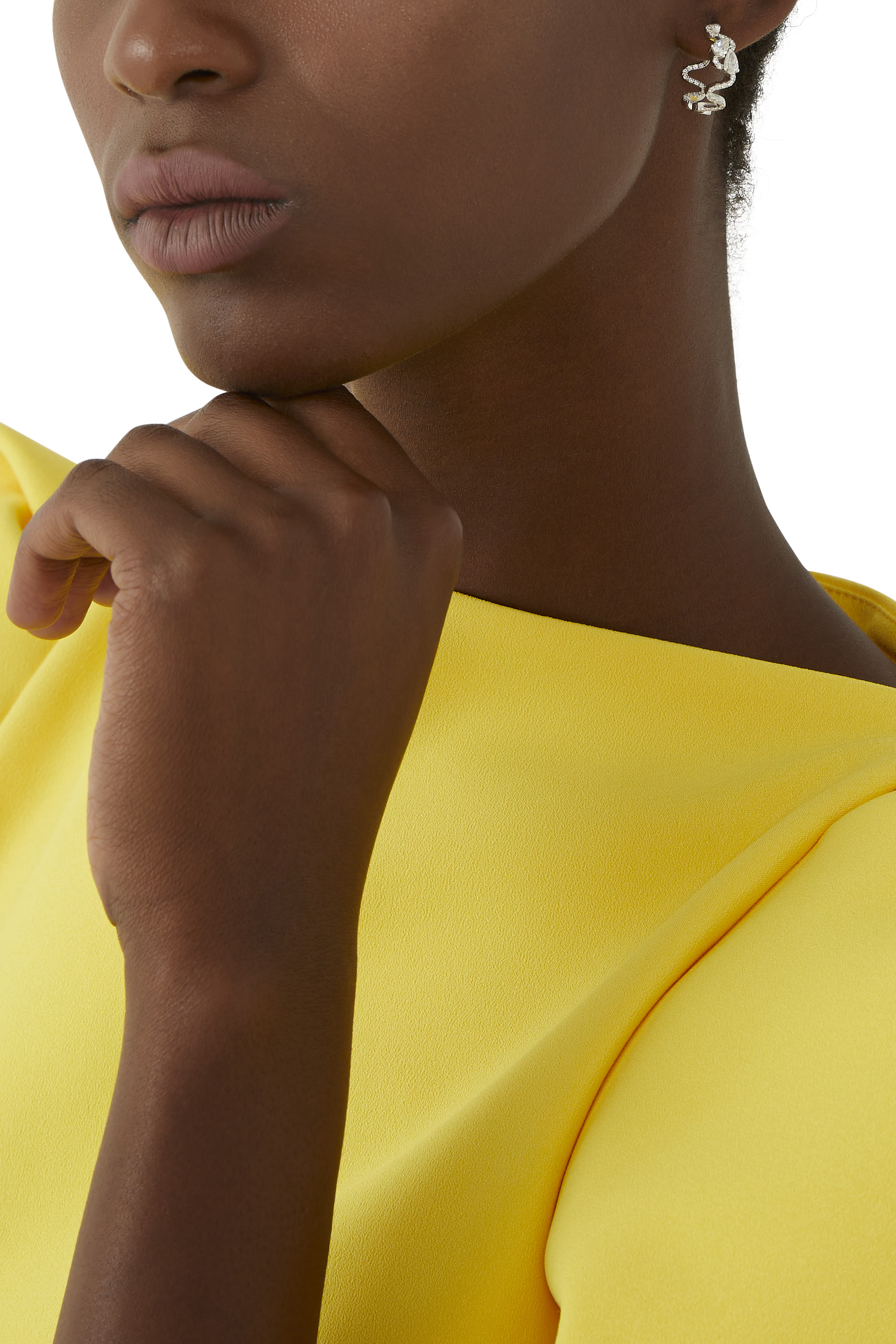 Double Diamond Wave Hoop Earrings, 18k White Gold & Diamonds