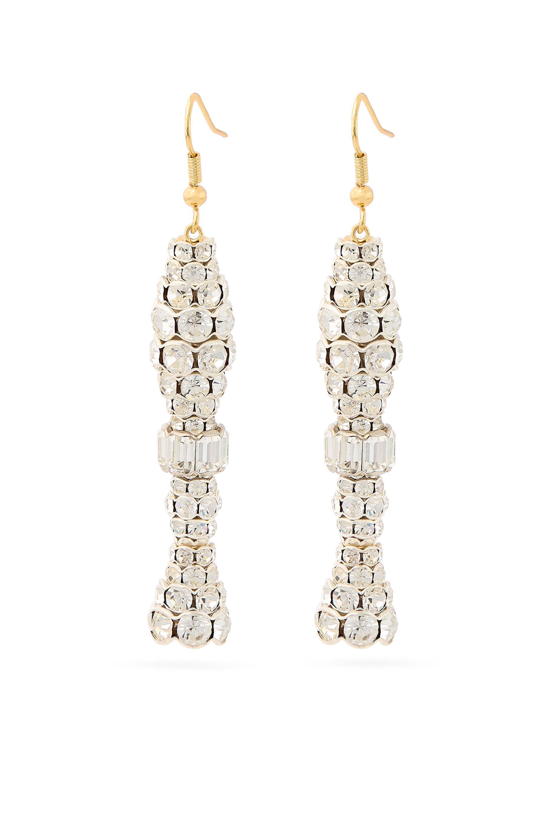 Dangle Earrings with Strass, 24K Yellow Gold & Strass