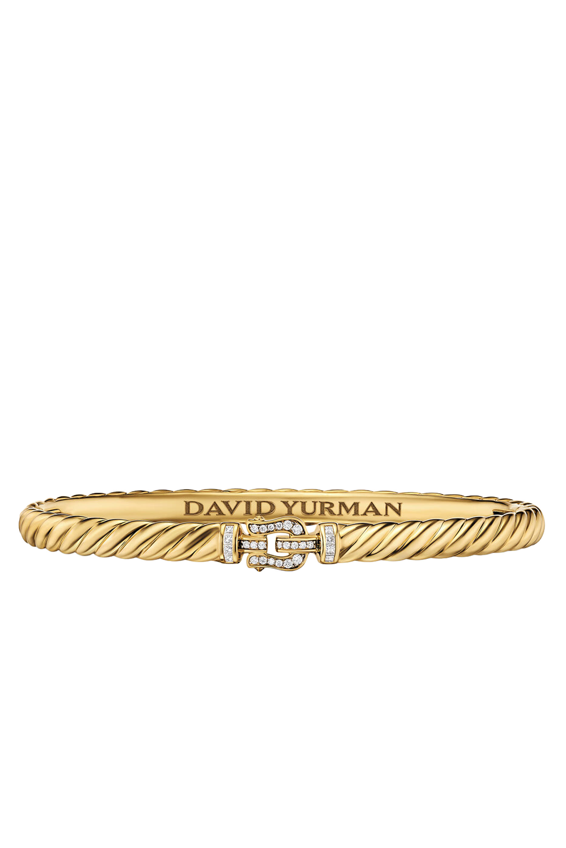 Sculpted Cable Buckle Bracelet, 18K Yellow Gold & Diamonds