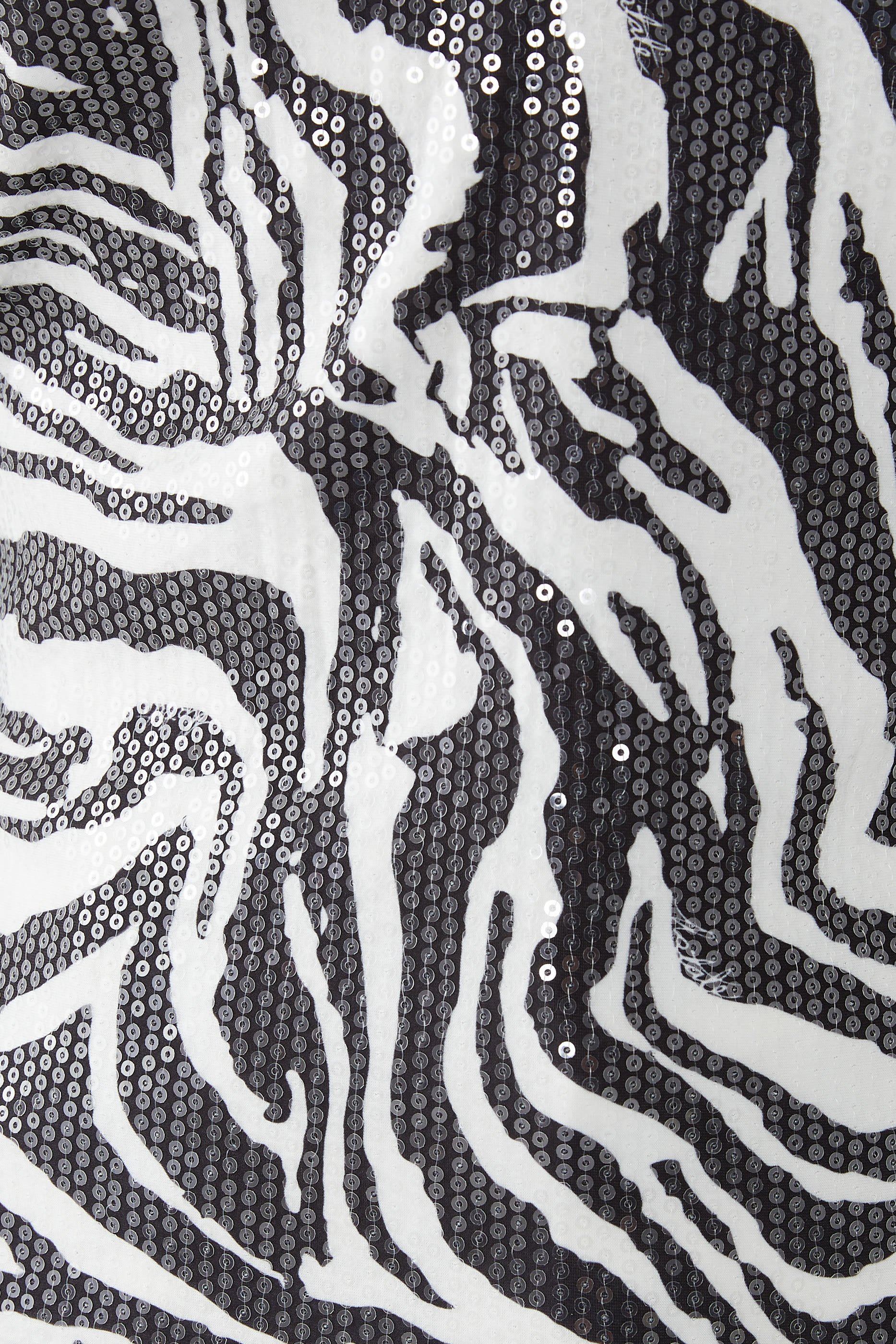 Zebra-Print Sequins Long Sleeves T-Shirt