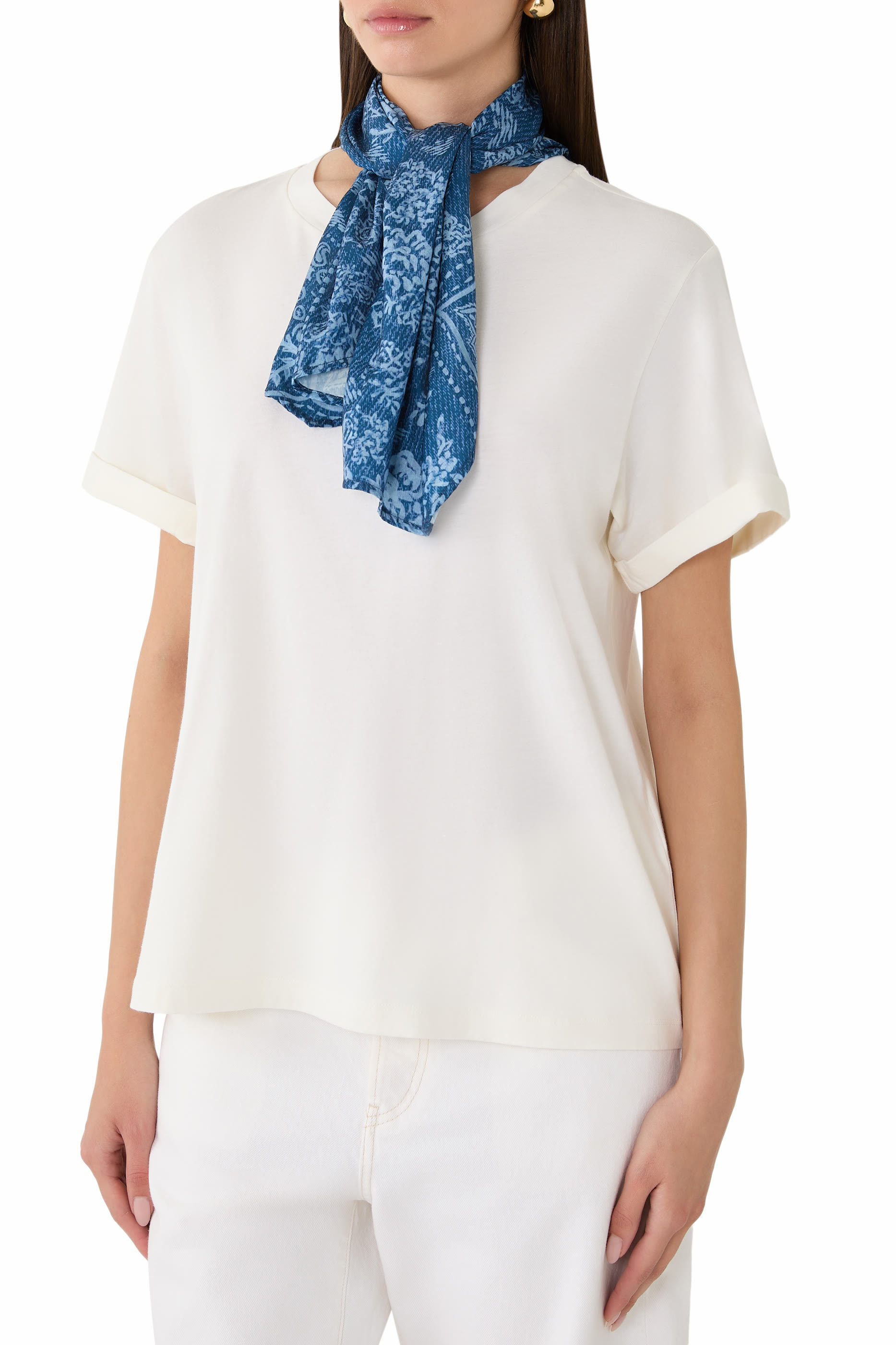 Pima Jersey T-shirt with Foulard Collar 