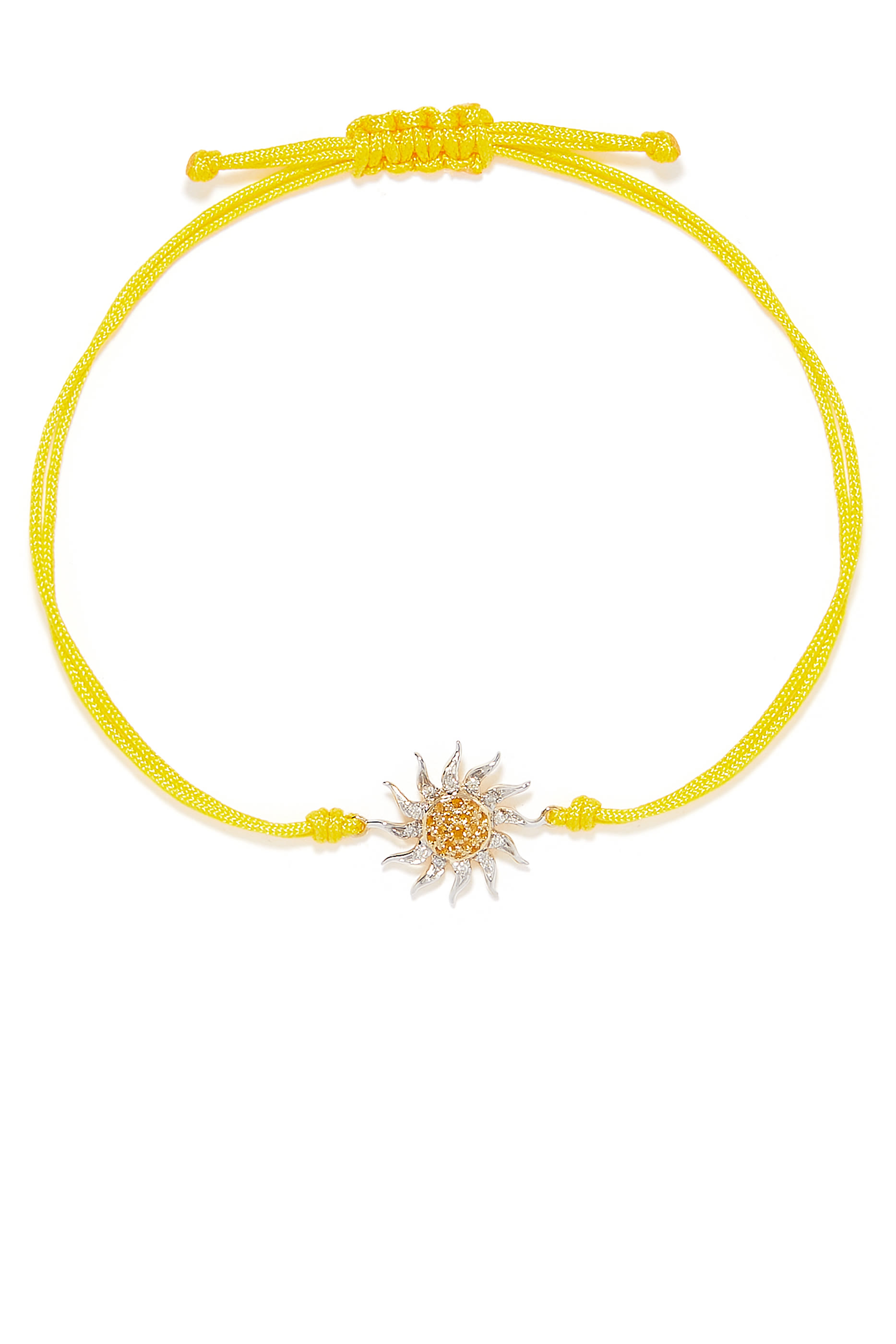 Sun Thread Bracelet, 9k White & Yellow Gold with Diamonds & Citrines