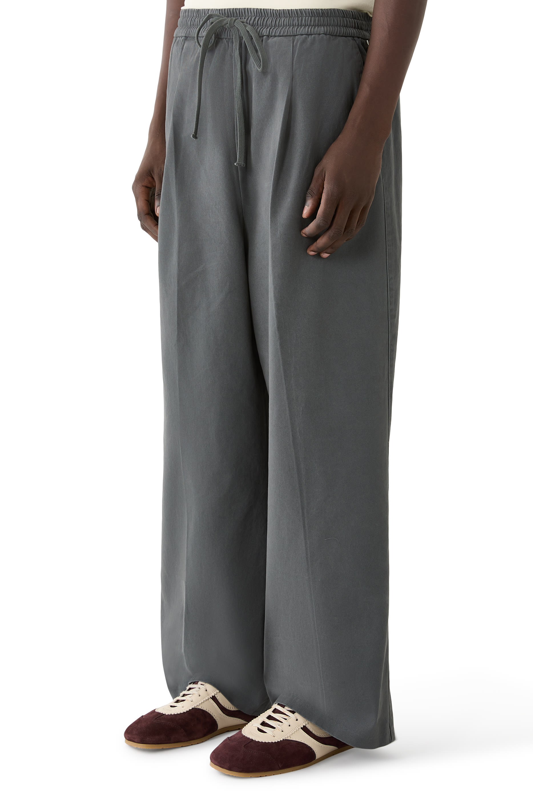  Cotton Twill Pleat Front Drawstring Pants