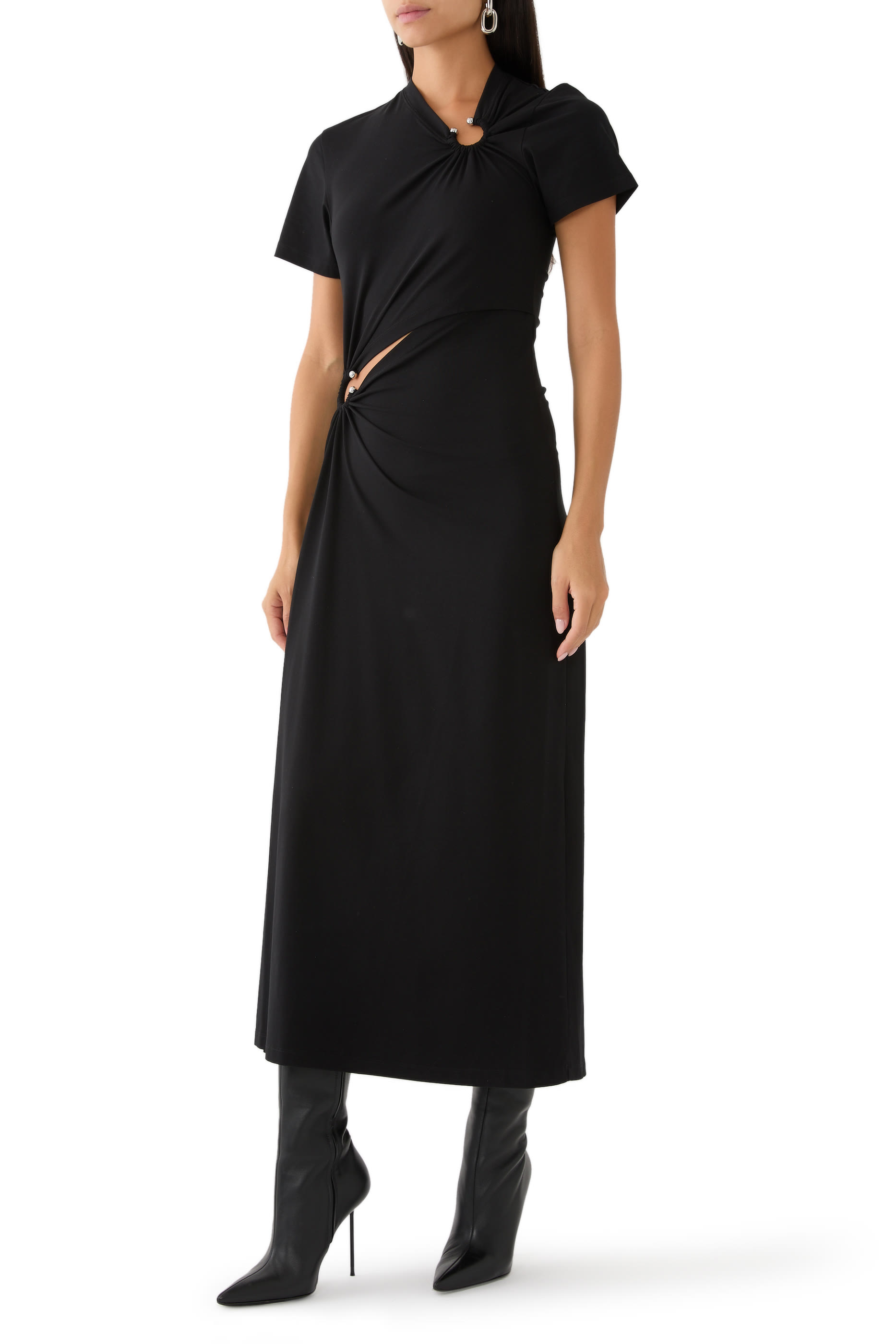 Long Piercing Cotton Jersey Dress