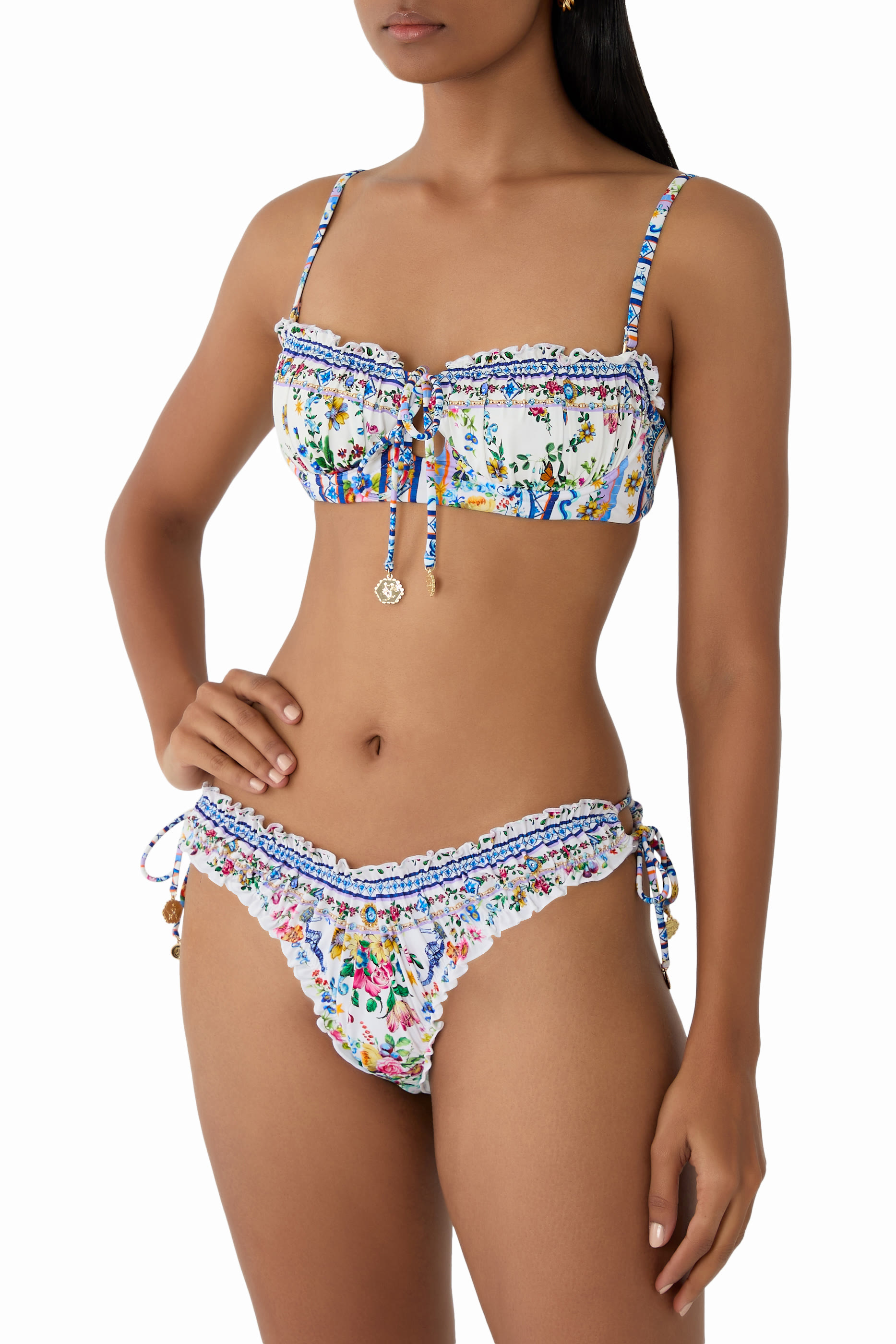 Tiles Darls Ruched Underwire Bra With Tie