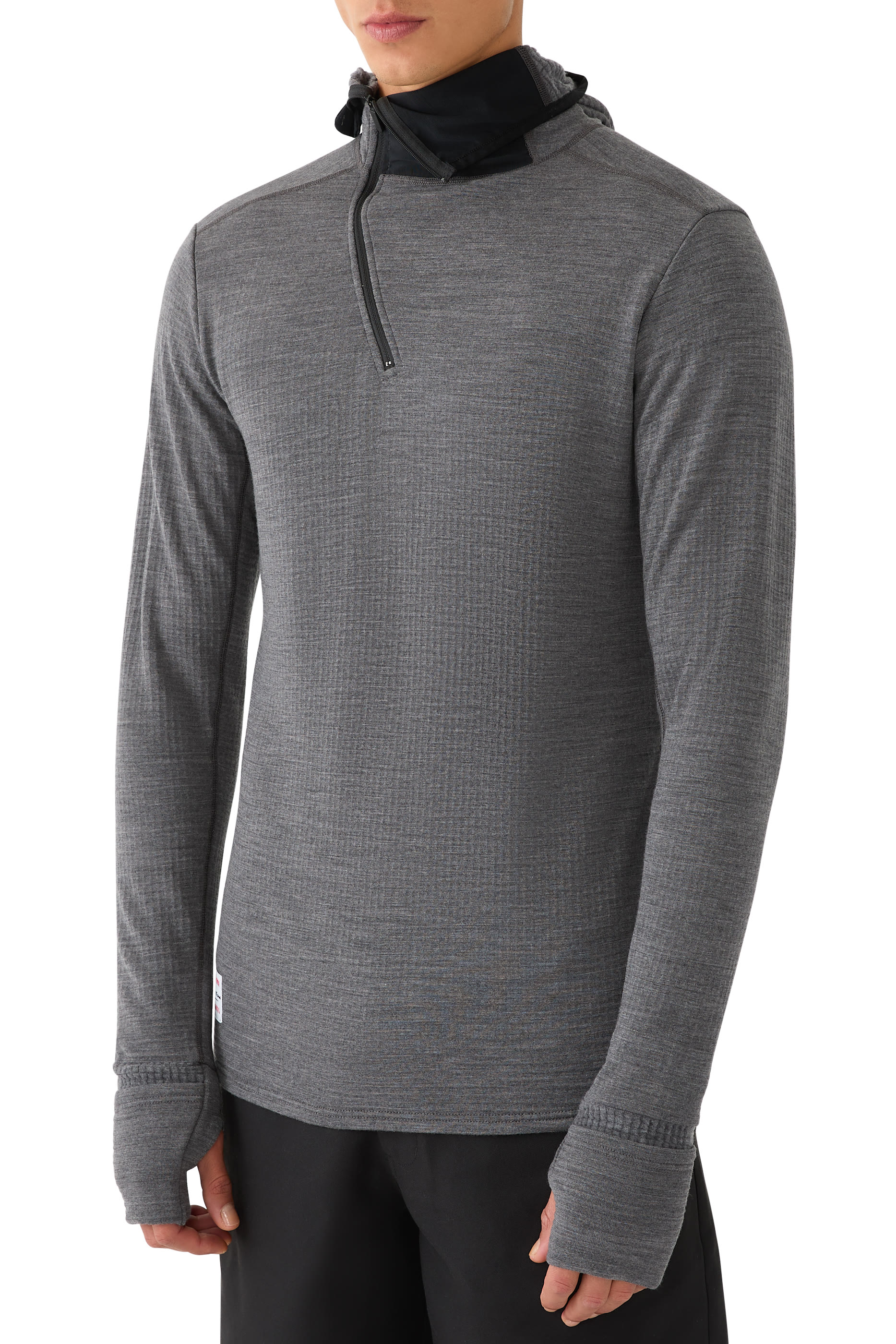 Hooded Merino Grid Fleece