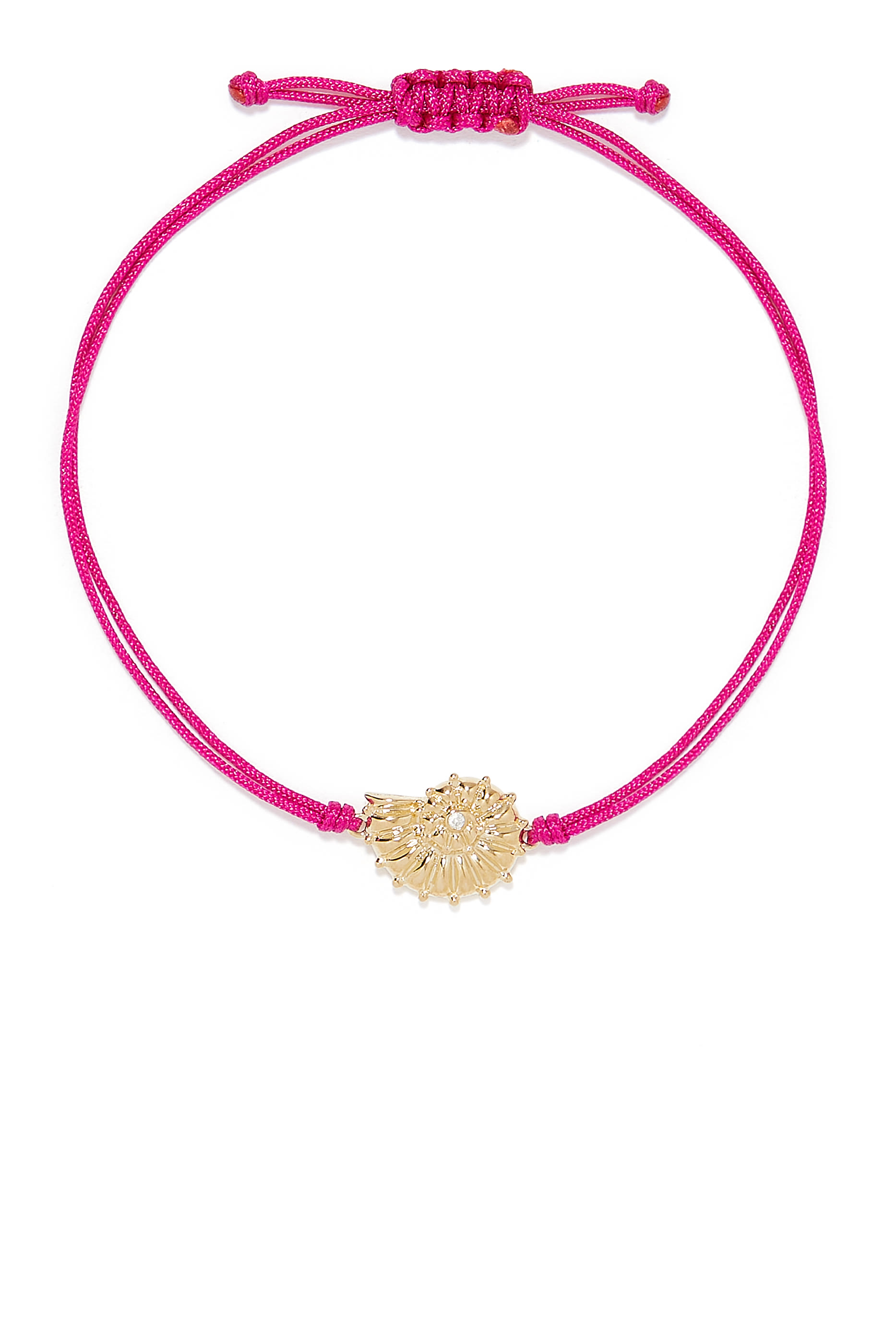 Shell Thread Bracelet, 9k Yellow Gold with Diamond