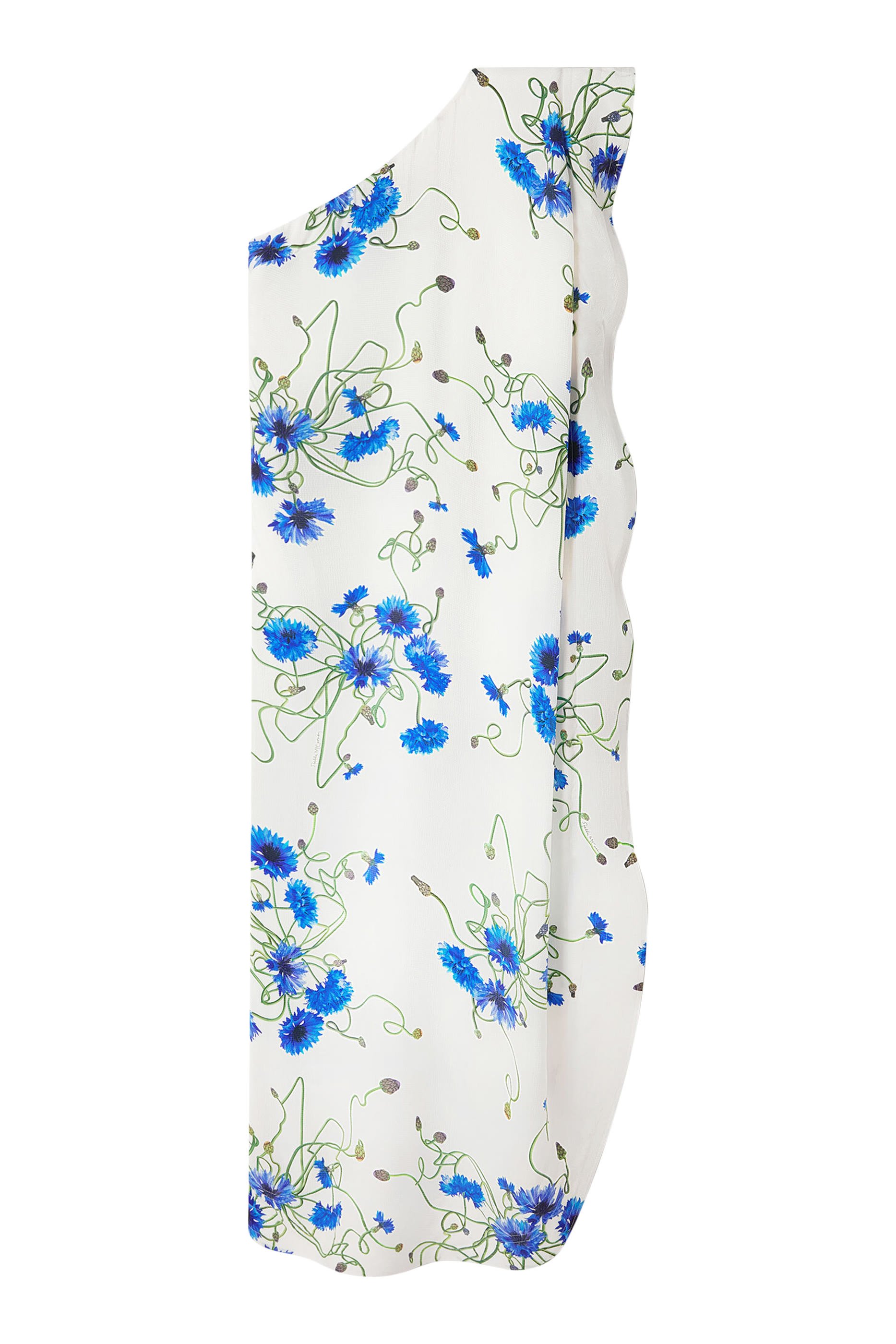  Floral Print Hammered Silk Asymmetric Cocktail Dress 