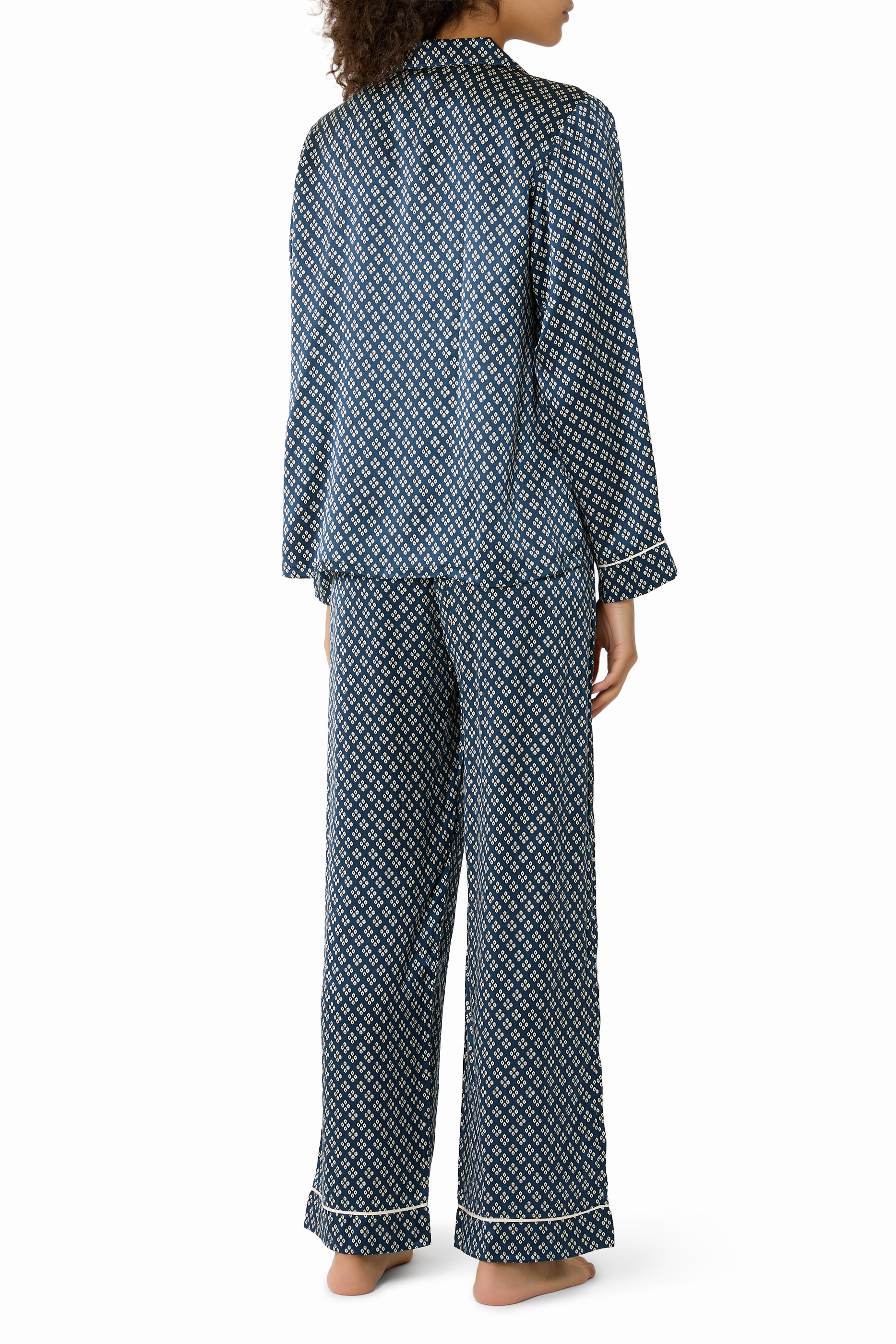 Inez Washable Silk Printed Long PJ Set