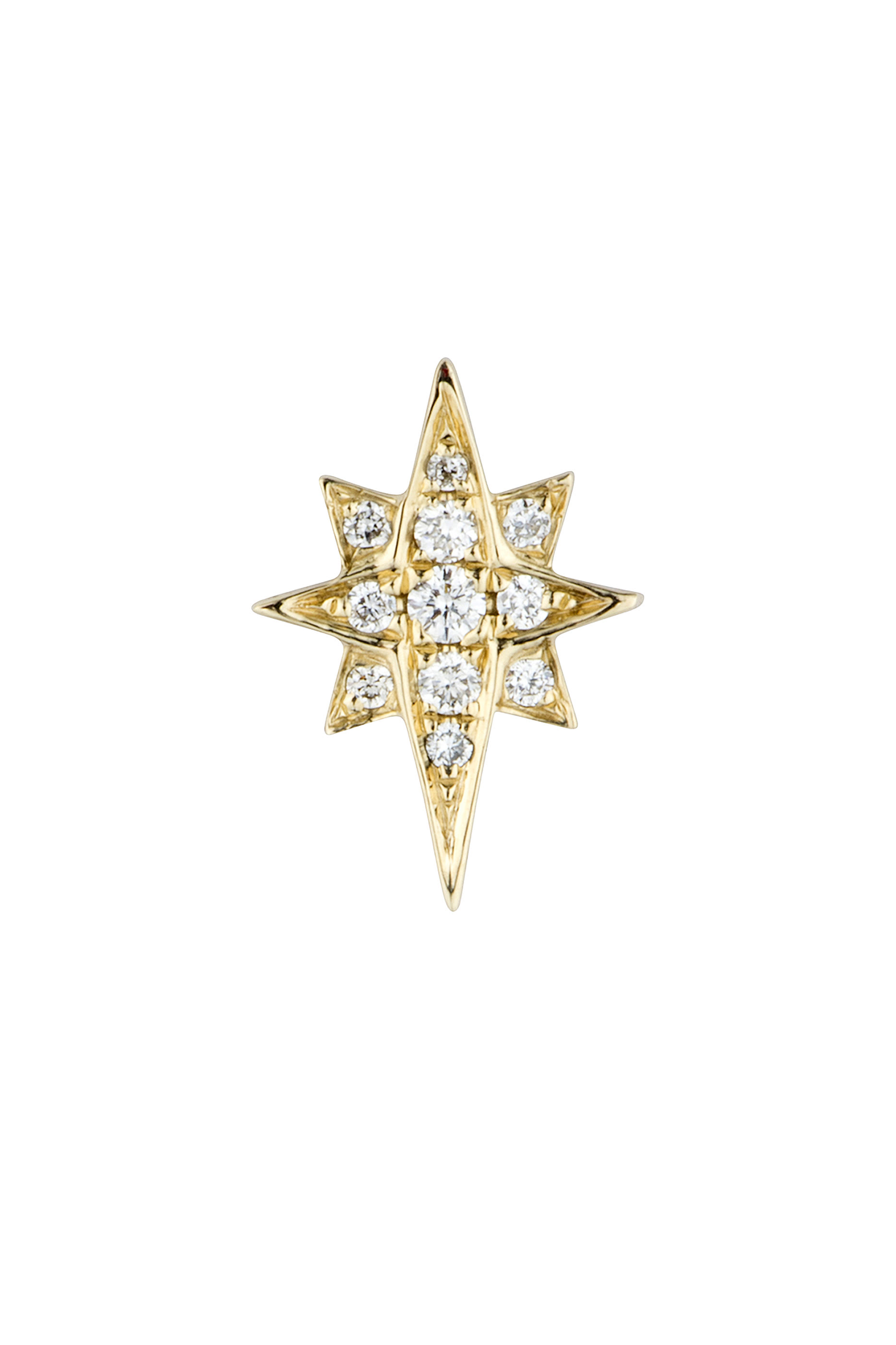 Northern Star Single Stud, 14k Yellow Gold & Diamonds