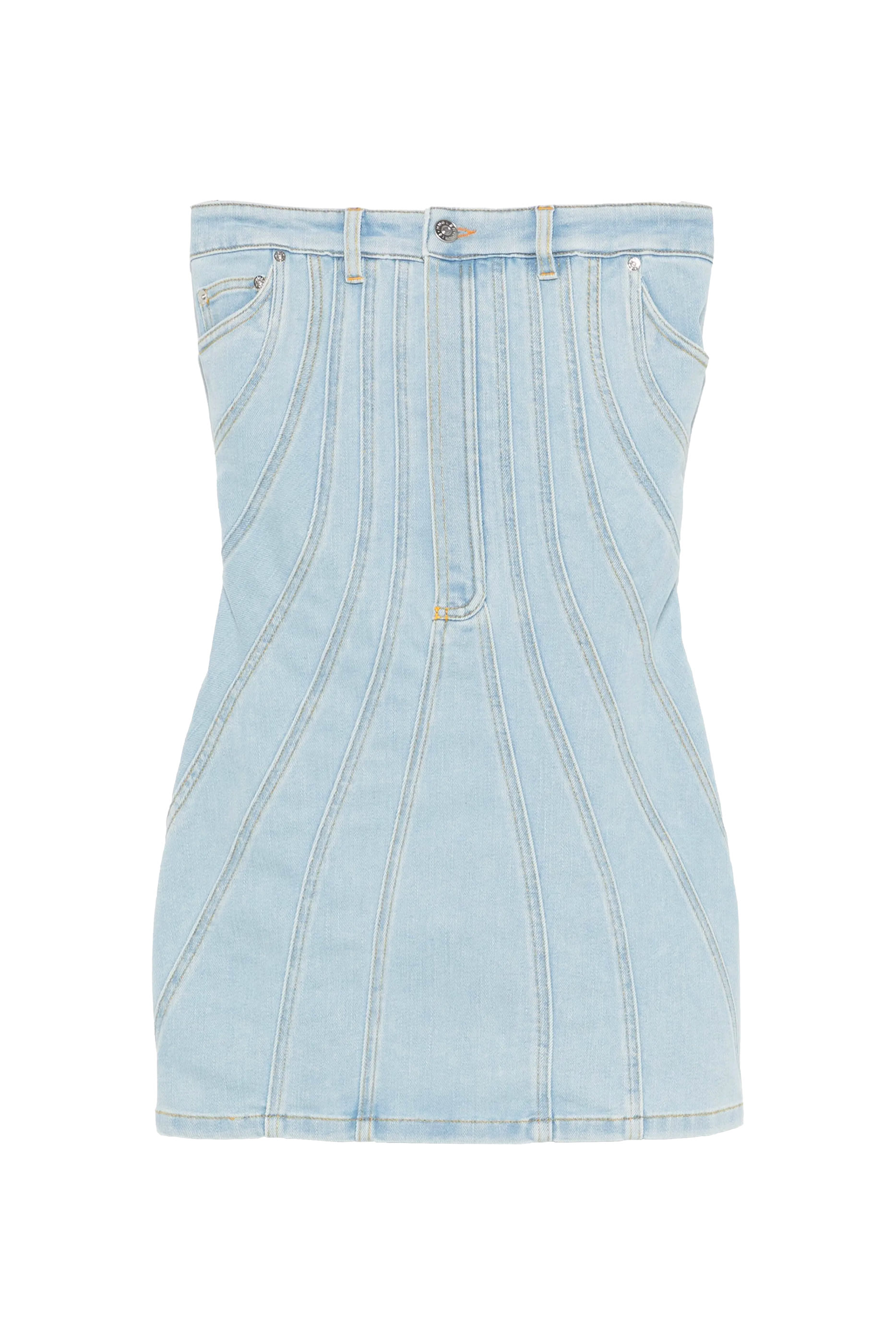 Spiral Denim Bustier Dress
