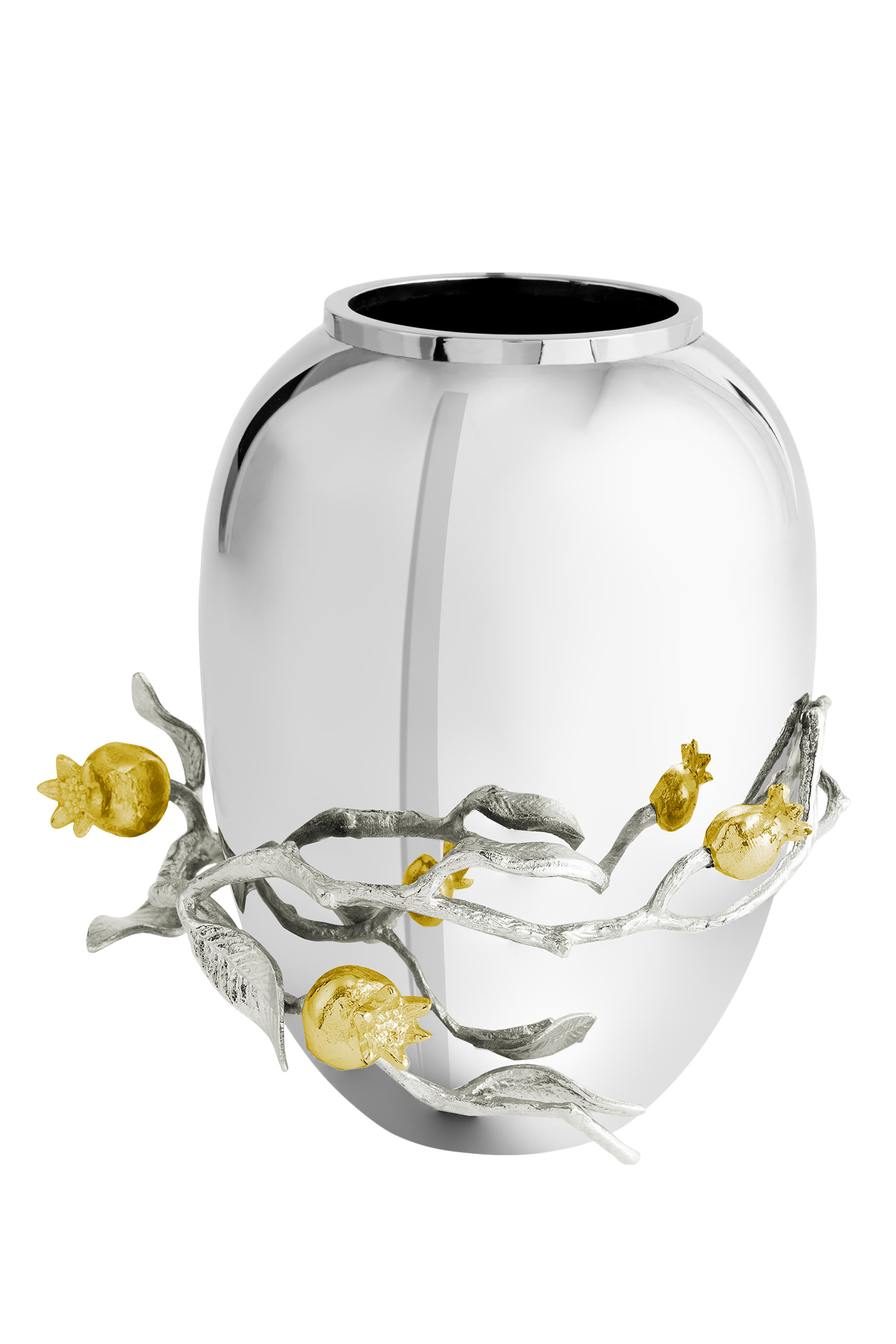 Pomegranate Silver & Gold Vase