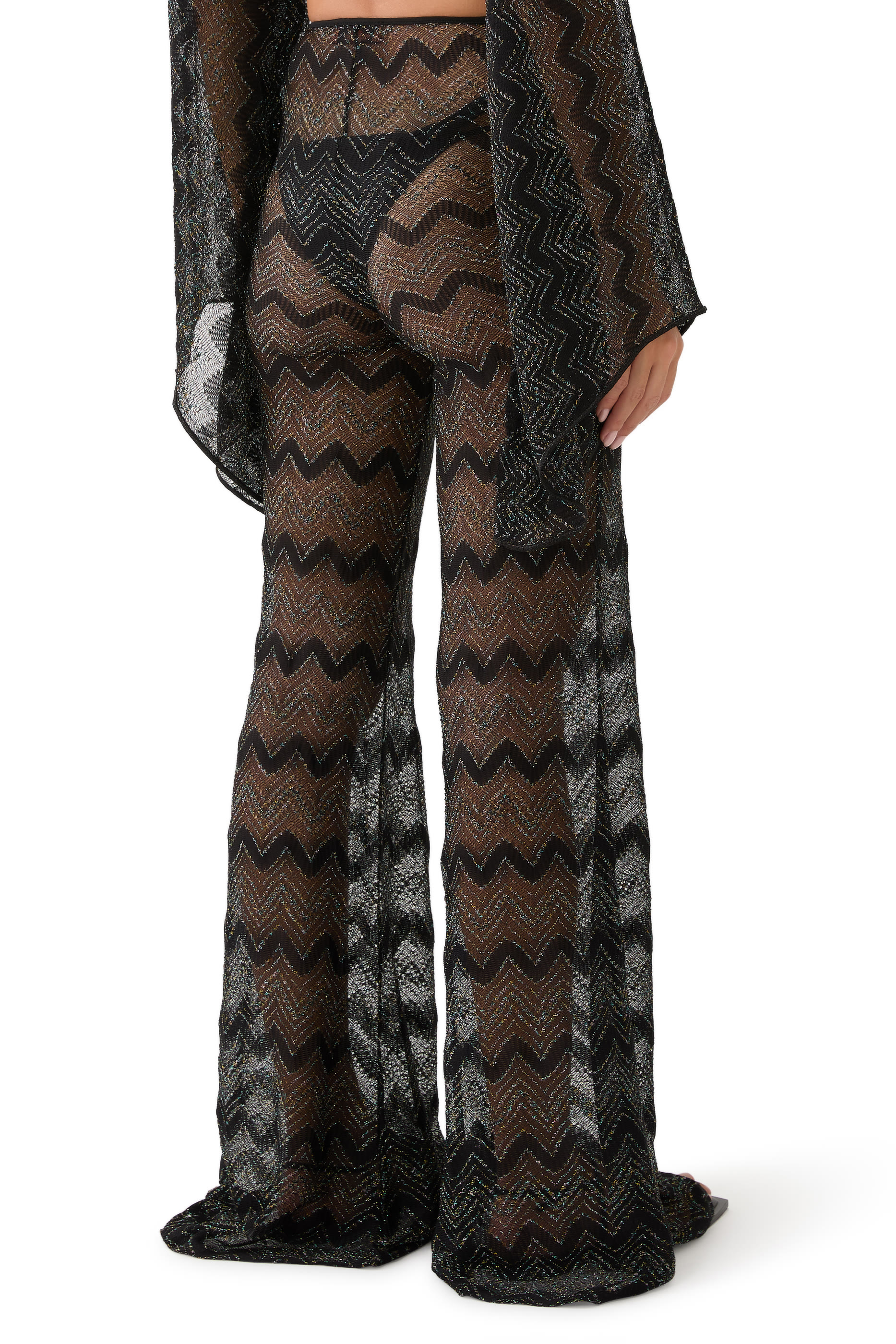 Mare Chevron Lace Raschel Wide Leg Pants