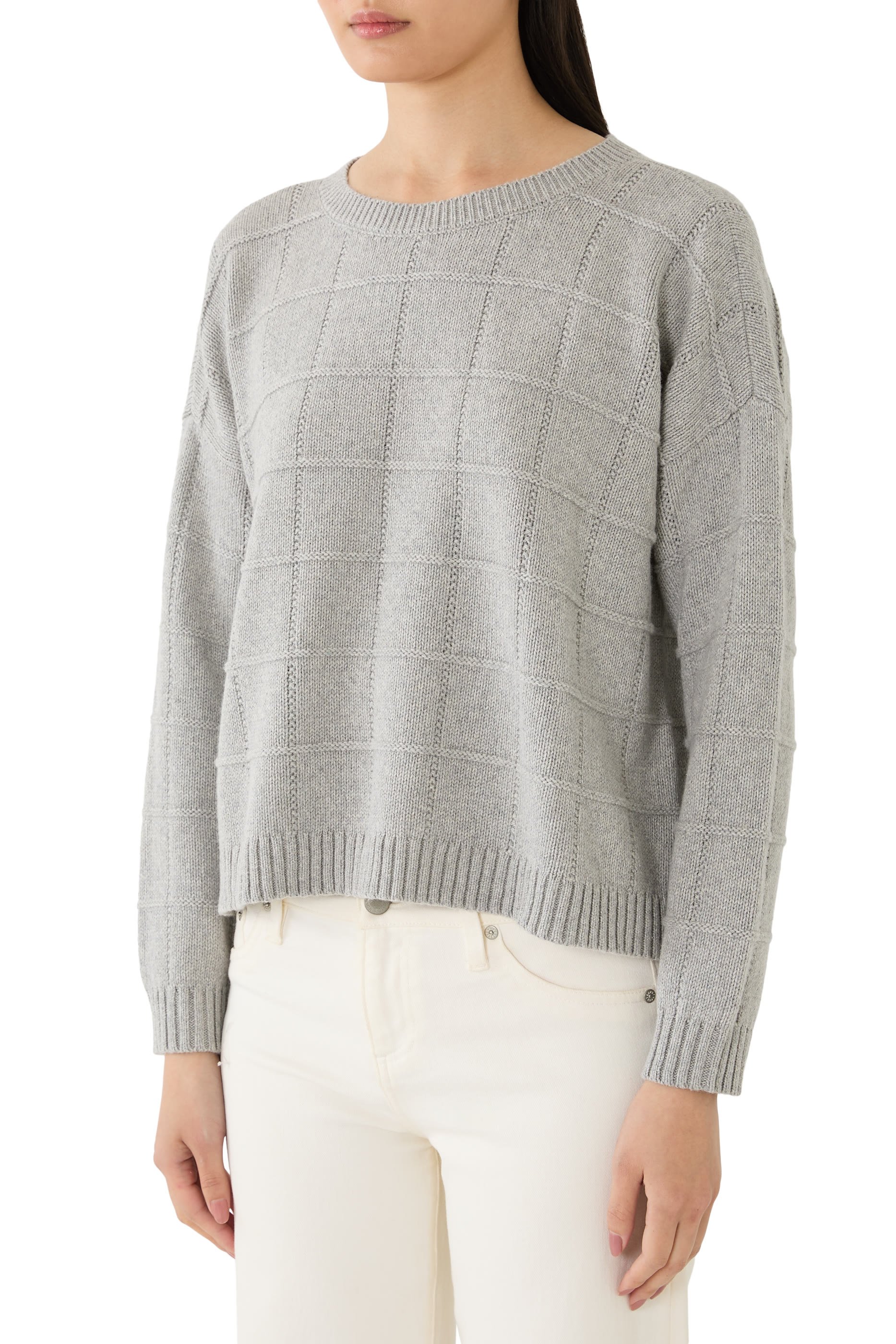 Cotton & Recycled Cashmere Crew Neck Top