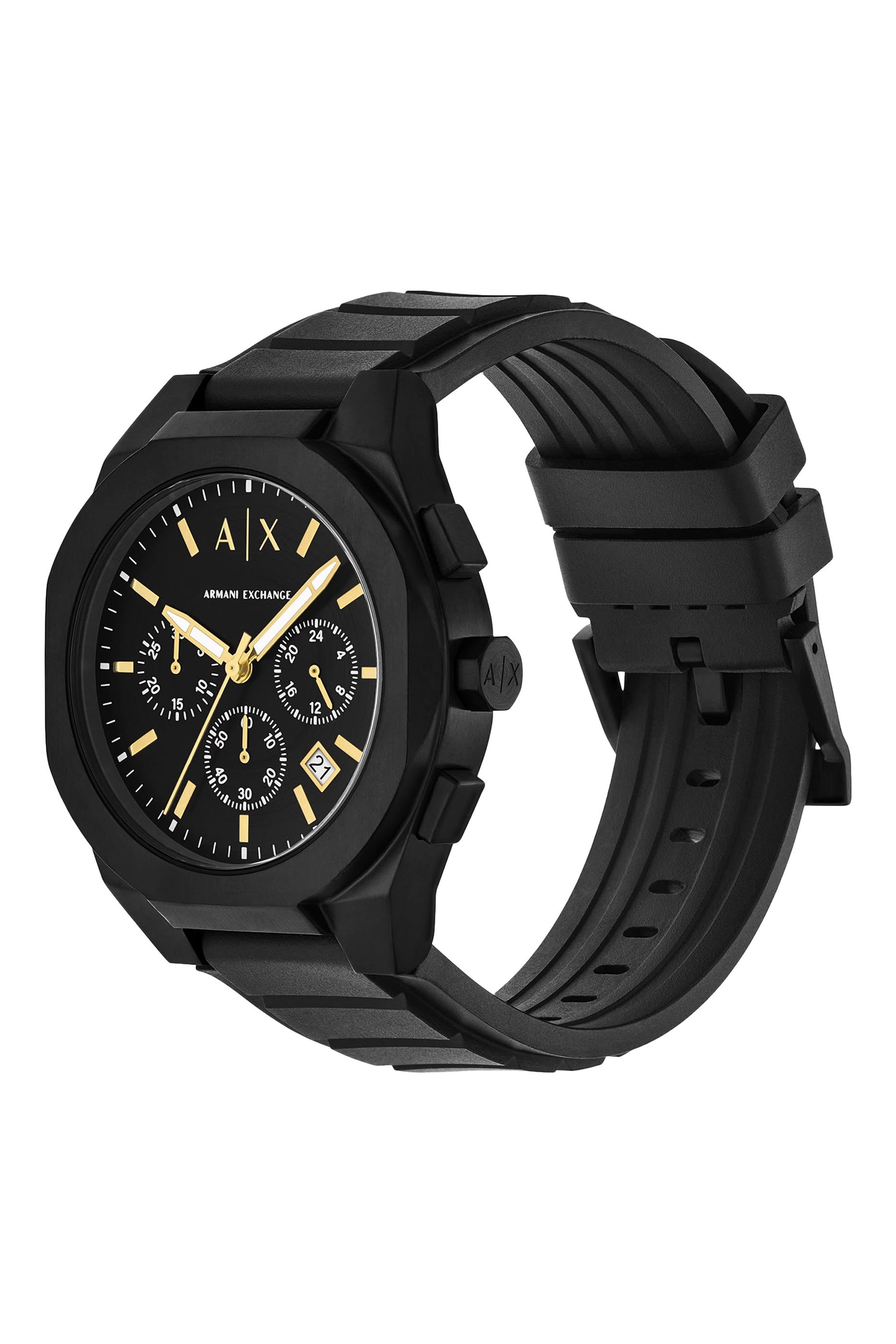 Chronograph Black Silicone Watch & Luggage Tag Set