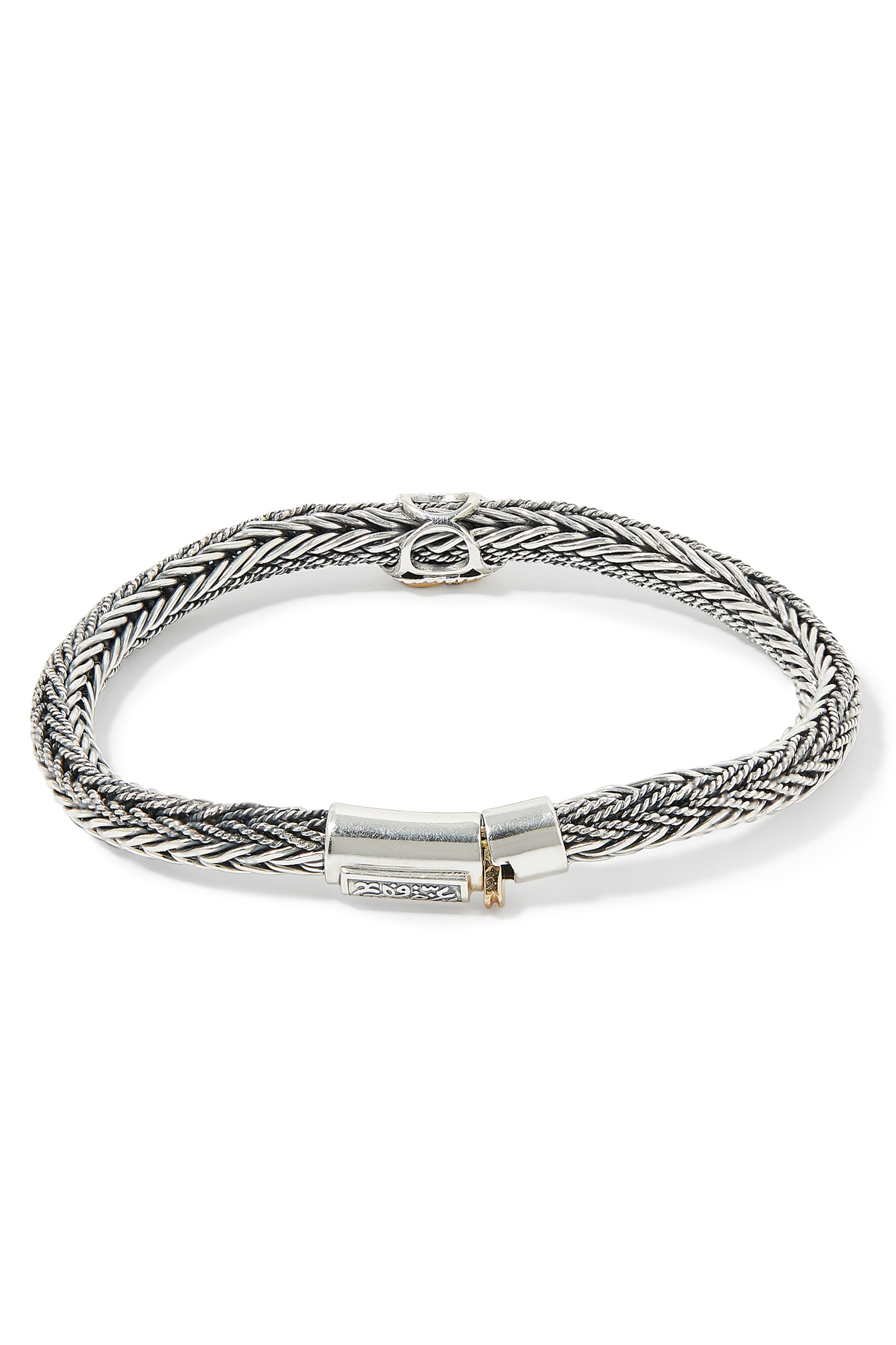 Stackable Scarab Bracelet, 18K Yellow Gold & Sterling Silver