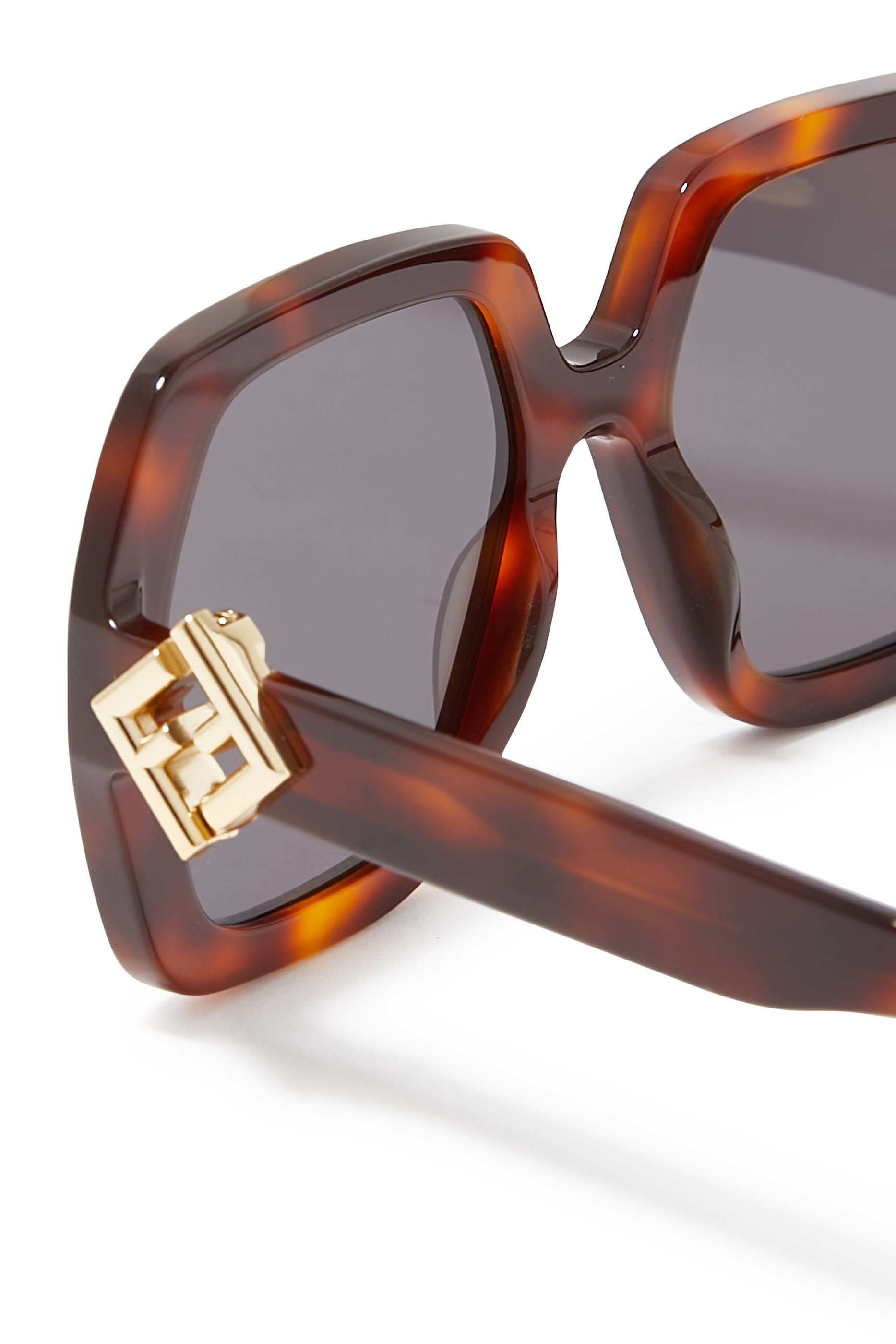 FF Diamonds Brown Havana Square Sunglasses