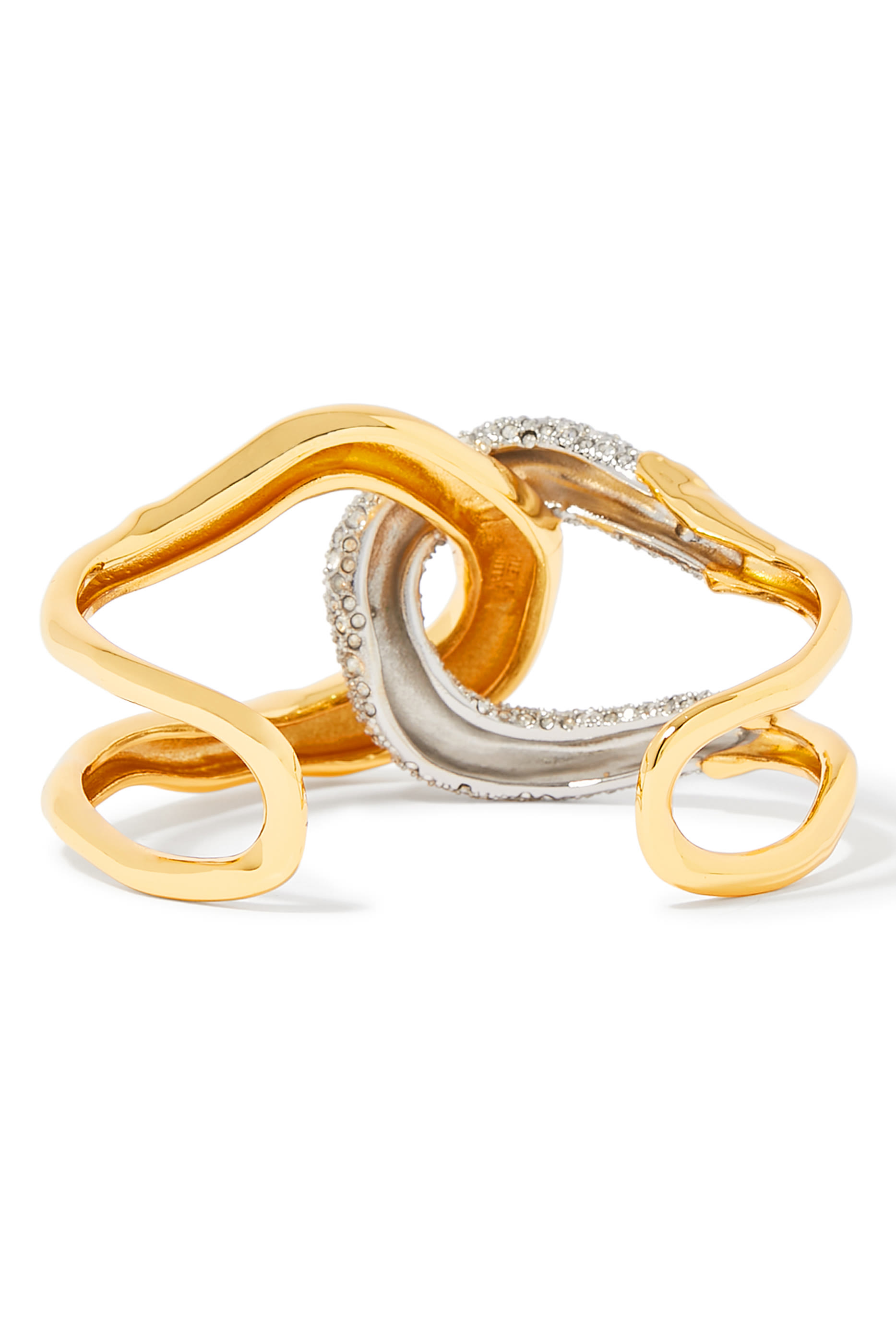 Solanales Gold Crystal Interlocked Cuff Bracelet