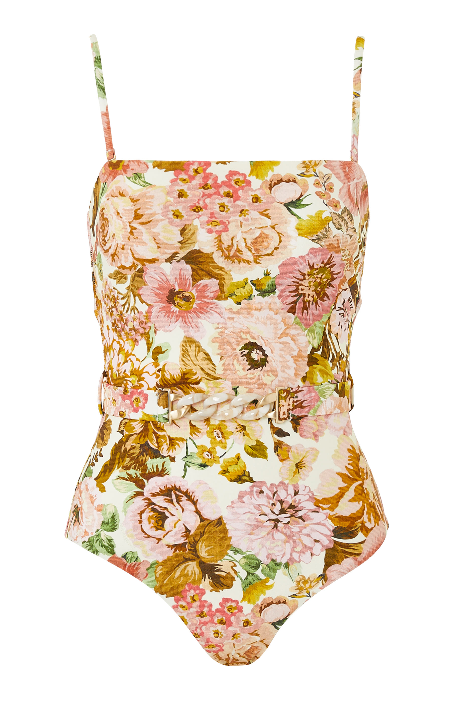 Golden Chain Floral Bandeau Swimsuit