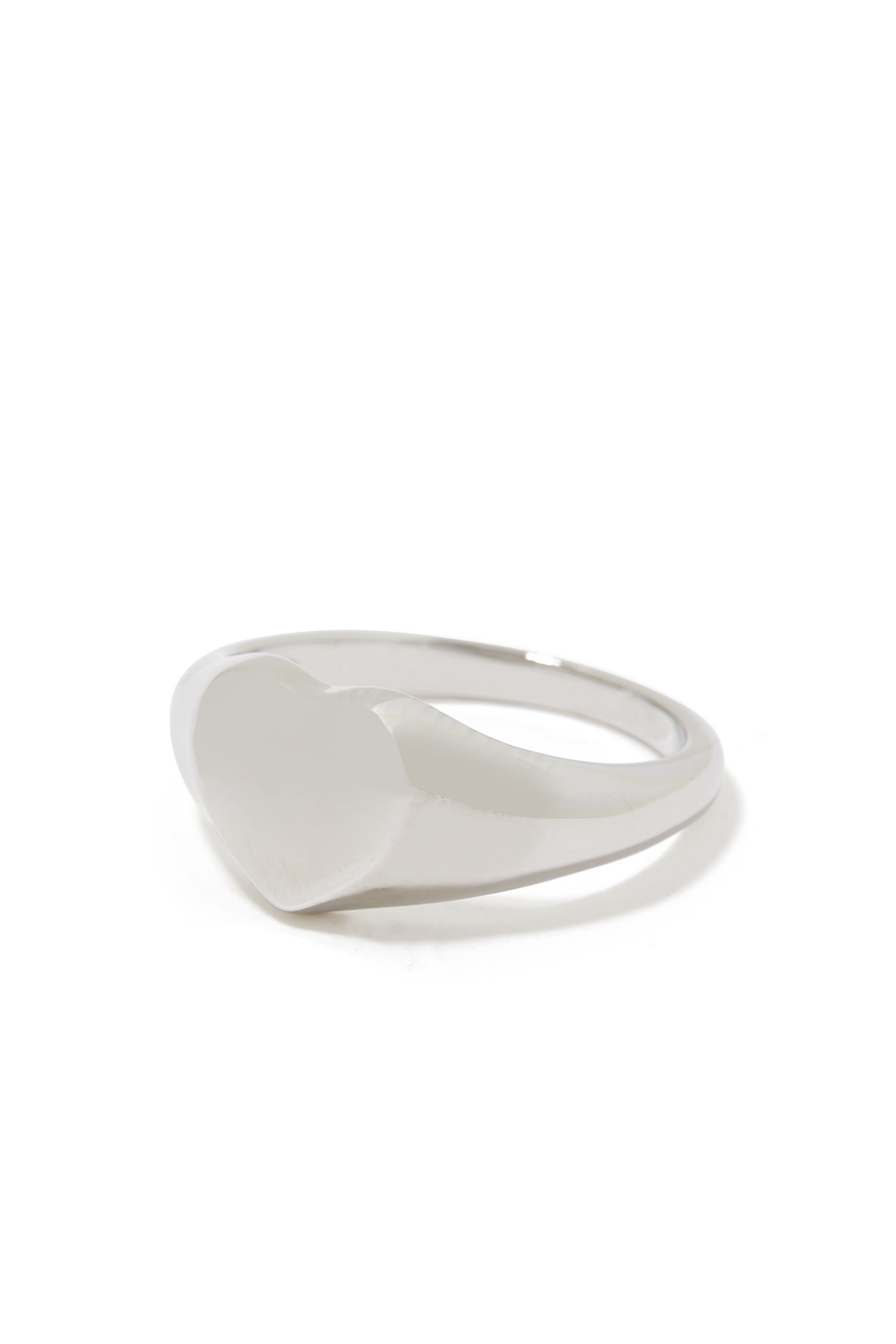 Silver Tone Heart Signet Ring