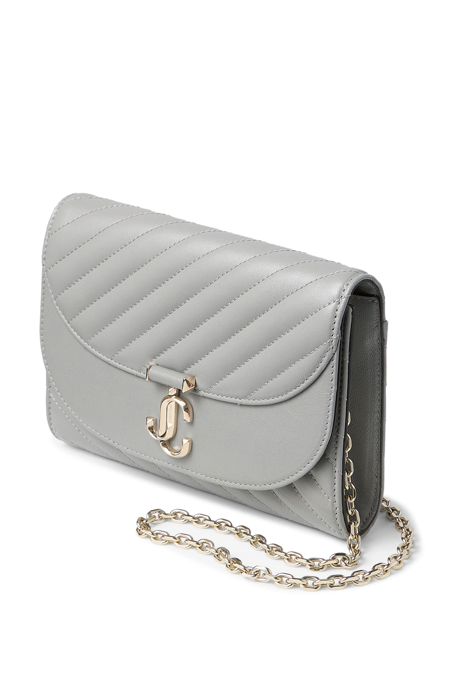  Curve Leather Clutch with Chain 