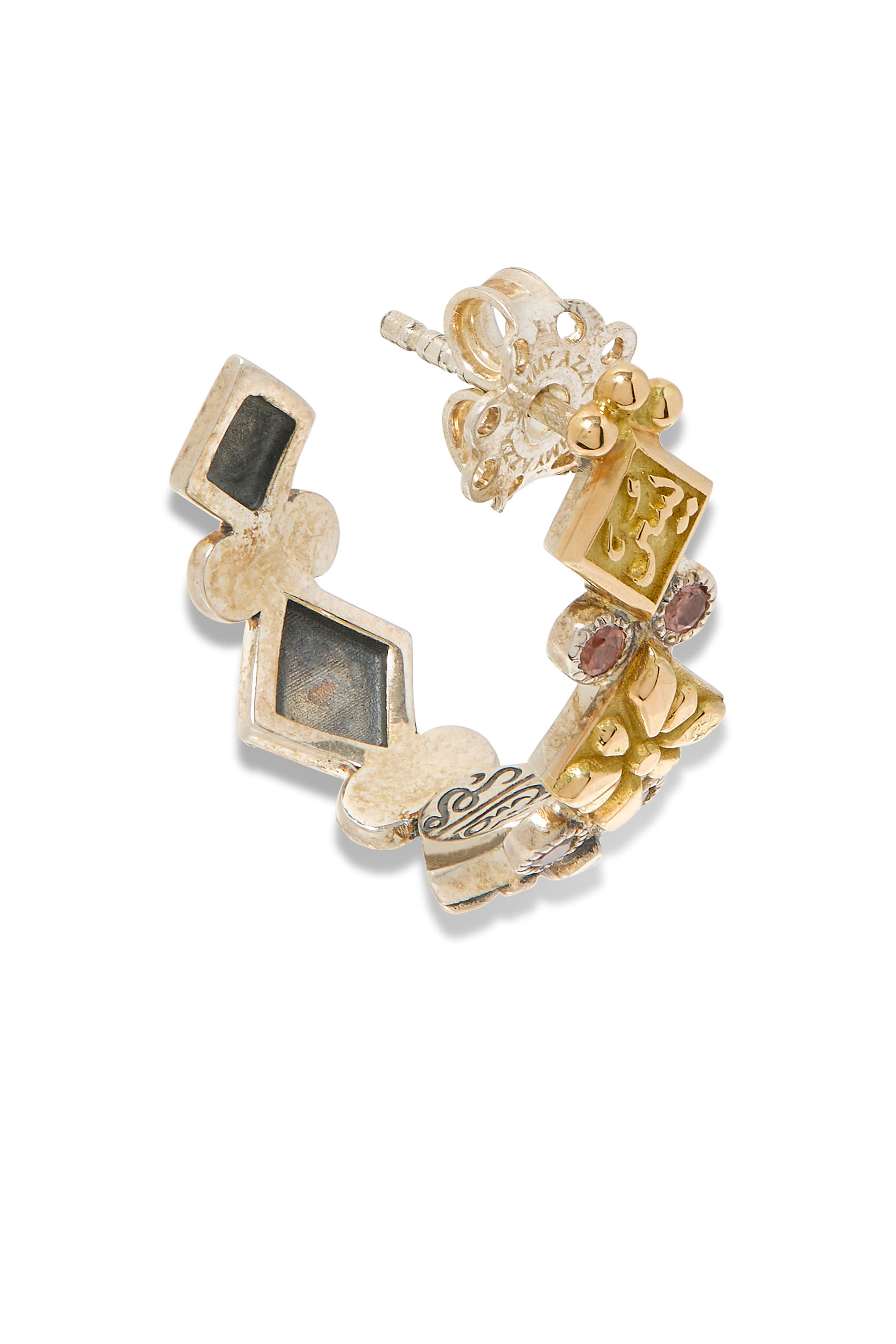 Prosperity Hoop Earrings, 18k Yellow Gold, Sterling Silver & Zircon