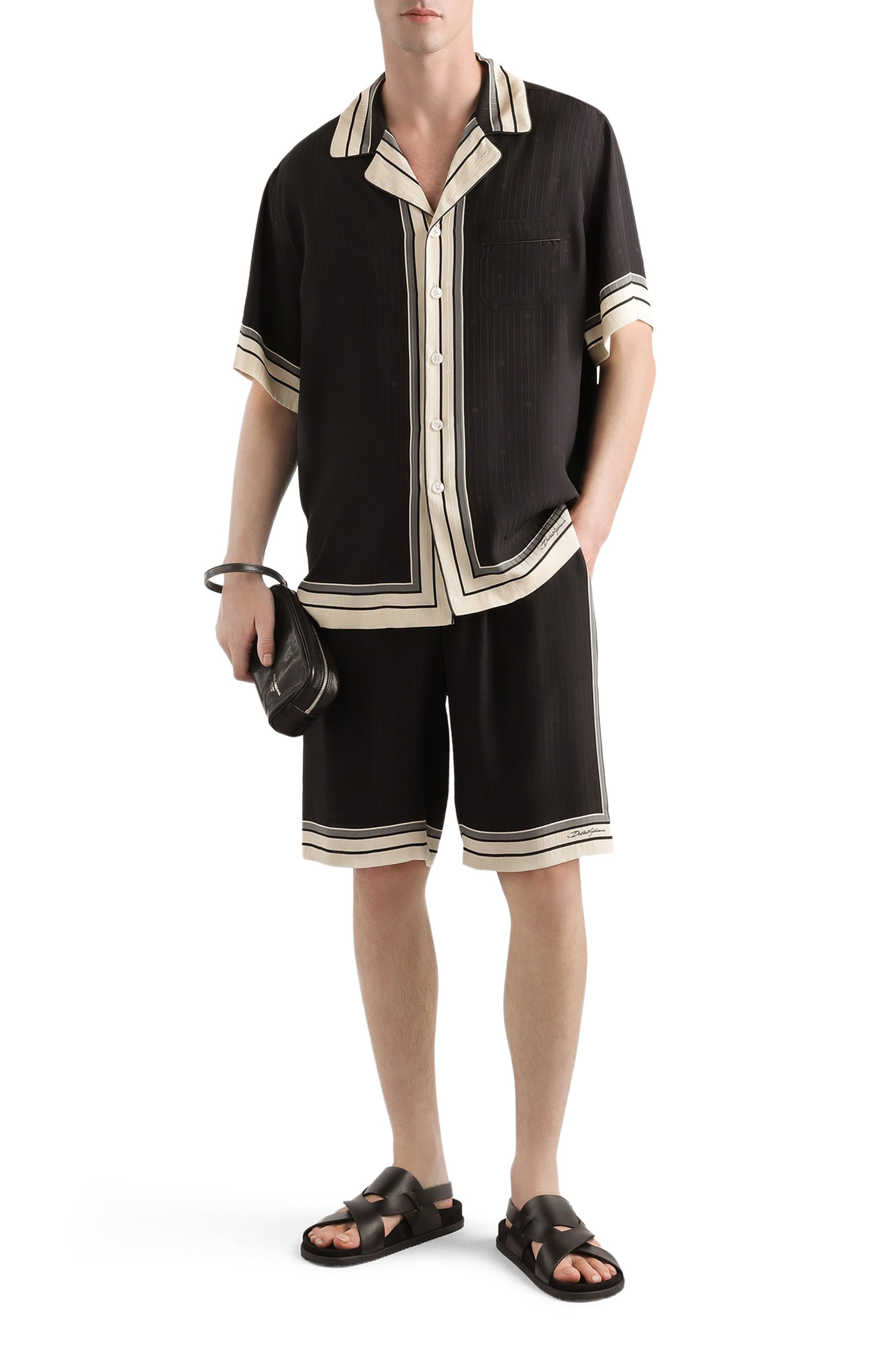 Logo and Stripe-Print Vanity Silk Bermuda Shorts