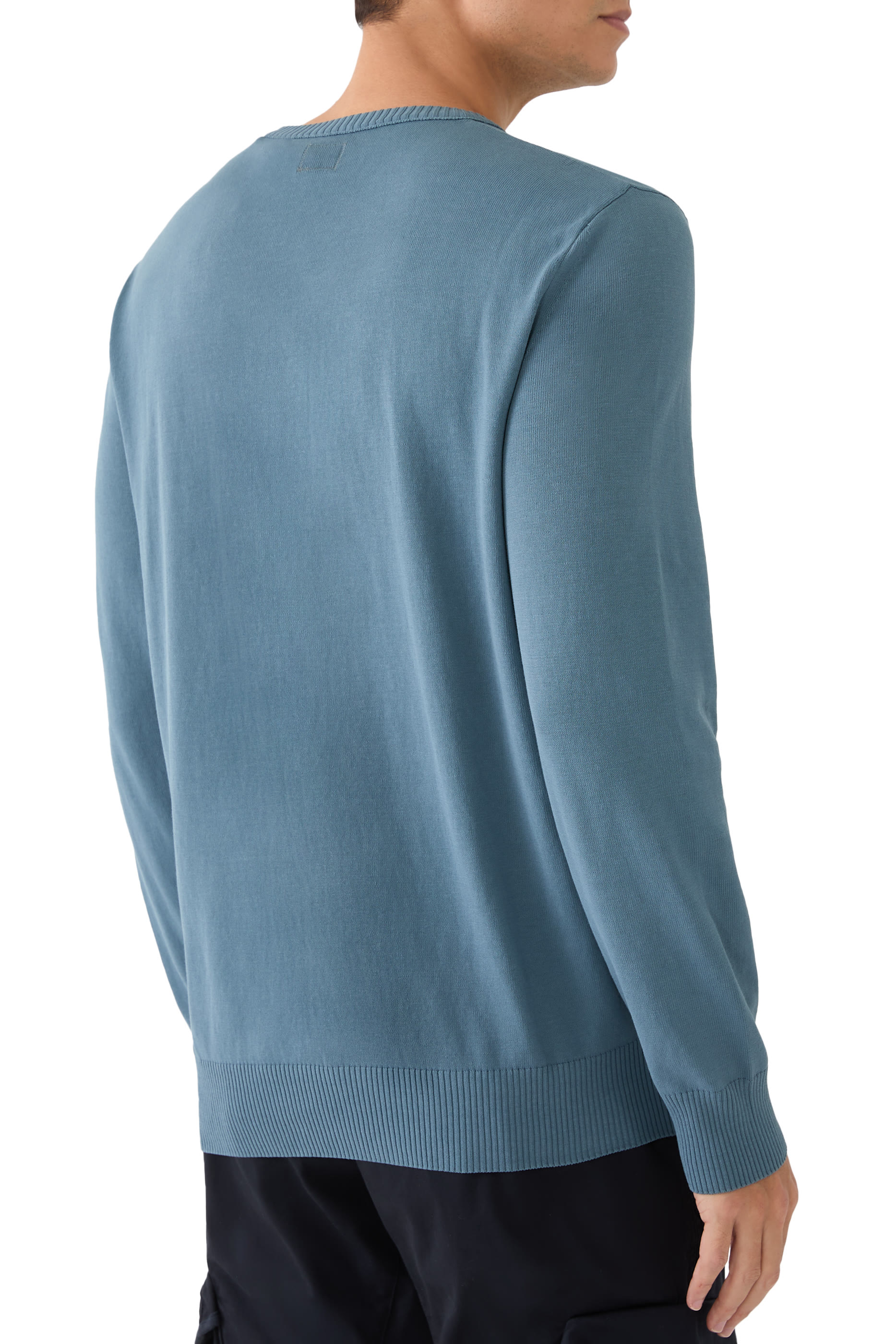 Cotton Crepe Crewneck Lens Knit Sweatshirt