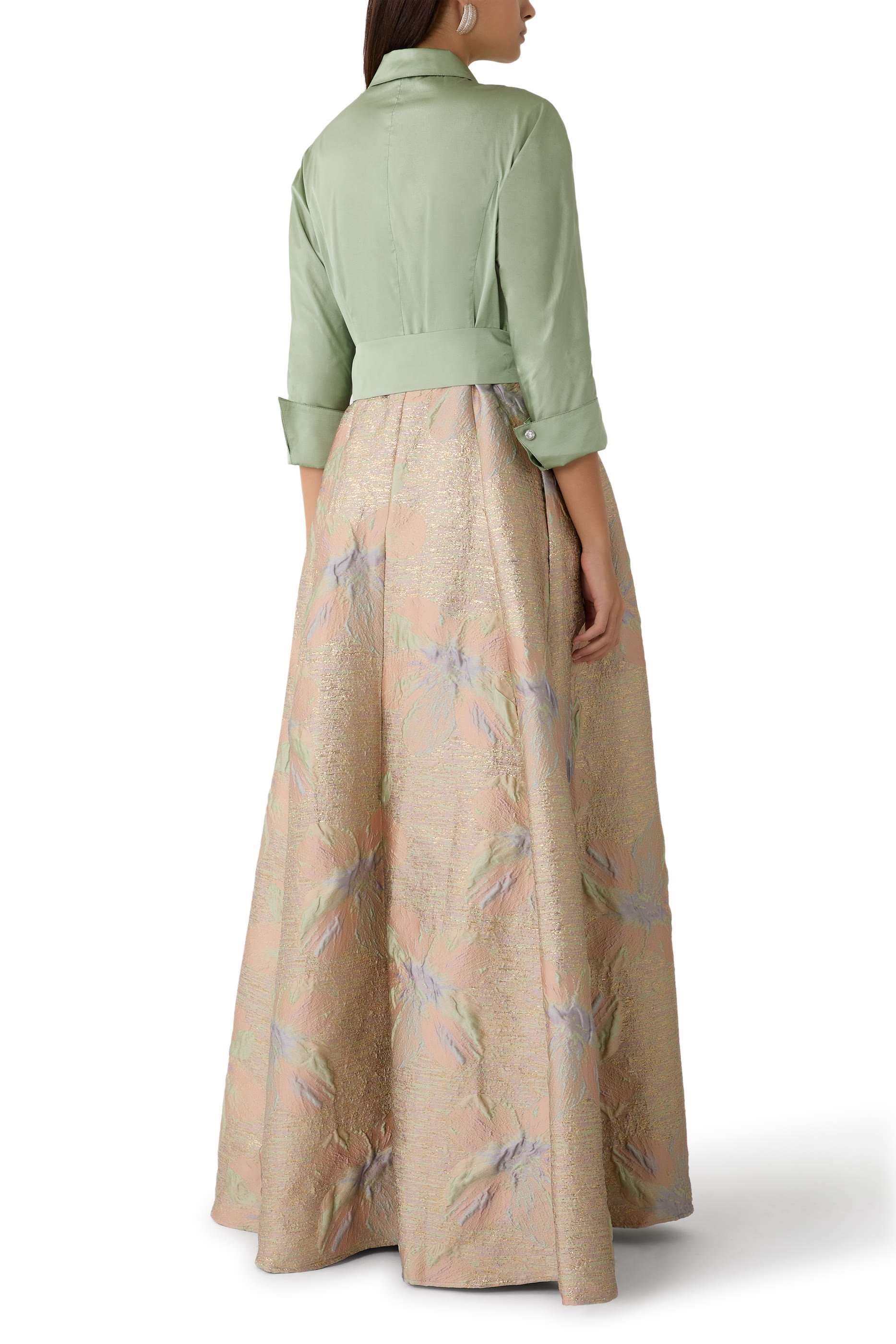 Taffeta Shirt Waist Jacquard Skirt Gown