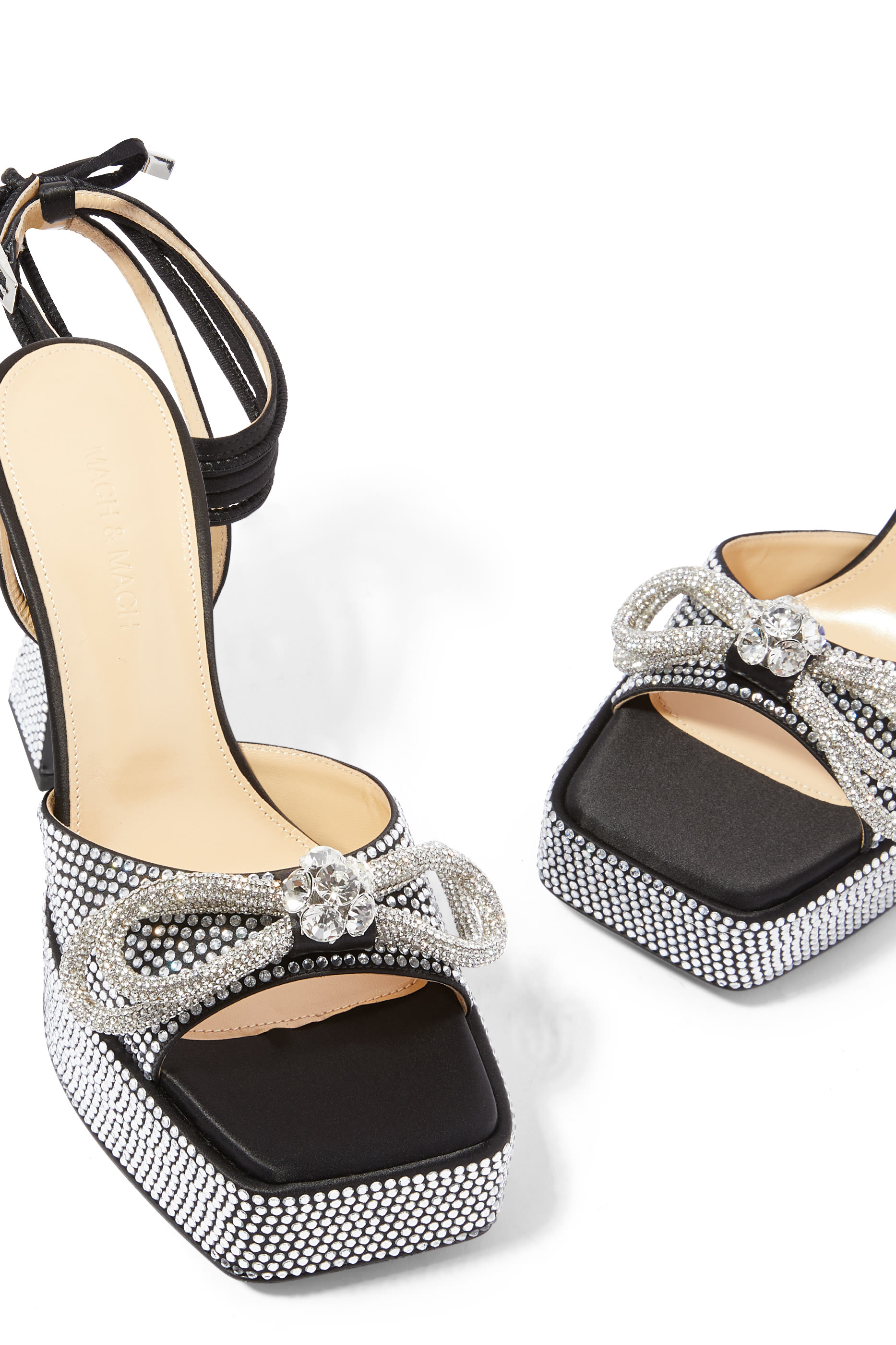 Double Bow 140 Crystal Platform Sandals