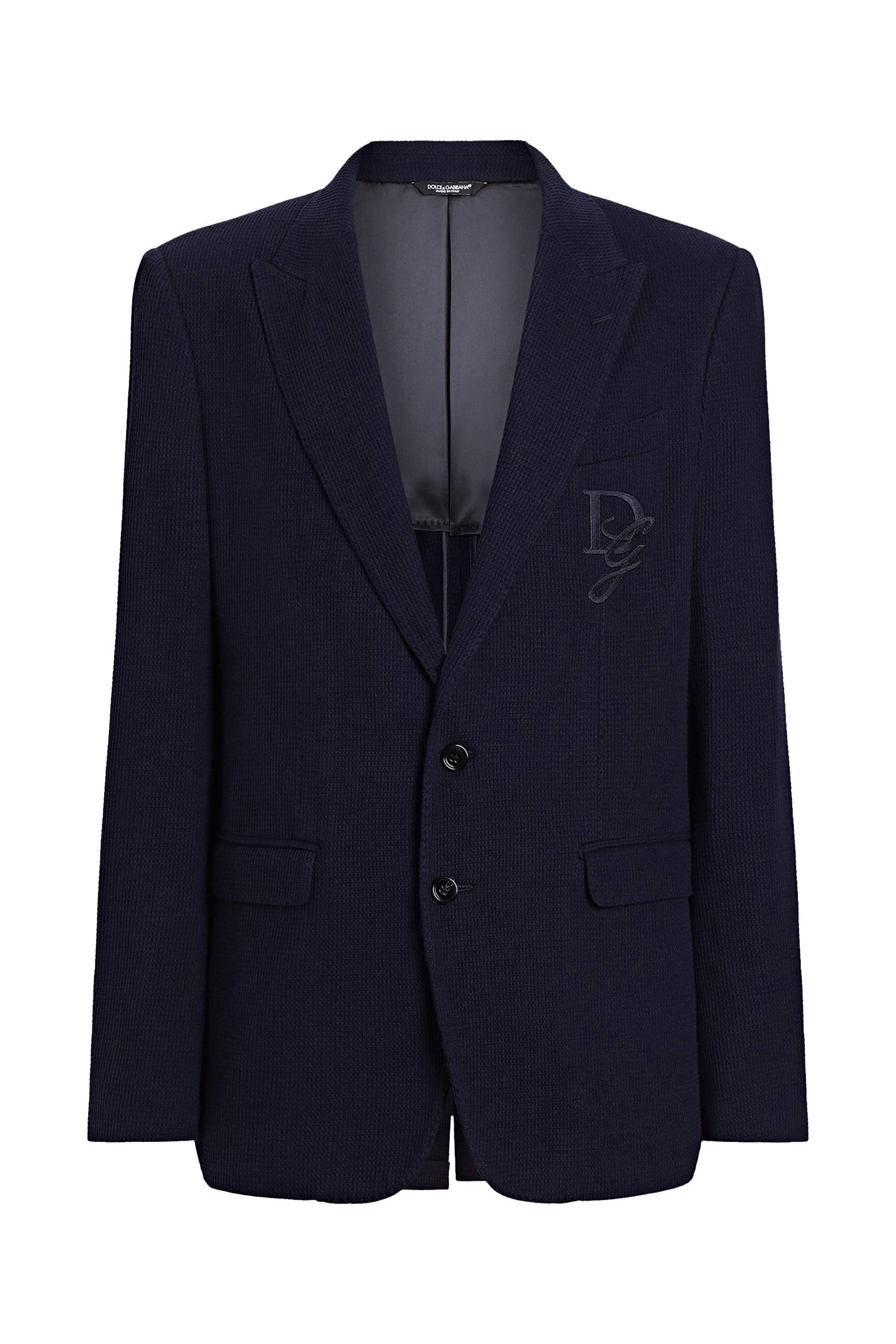 Logo Embroidery Single-Breasted Cotton Jersey Jacket