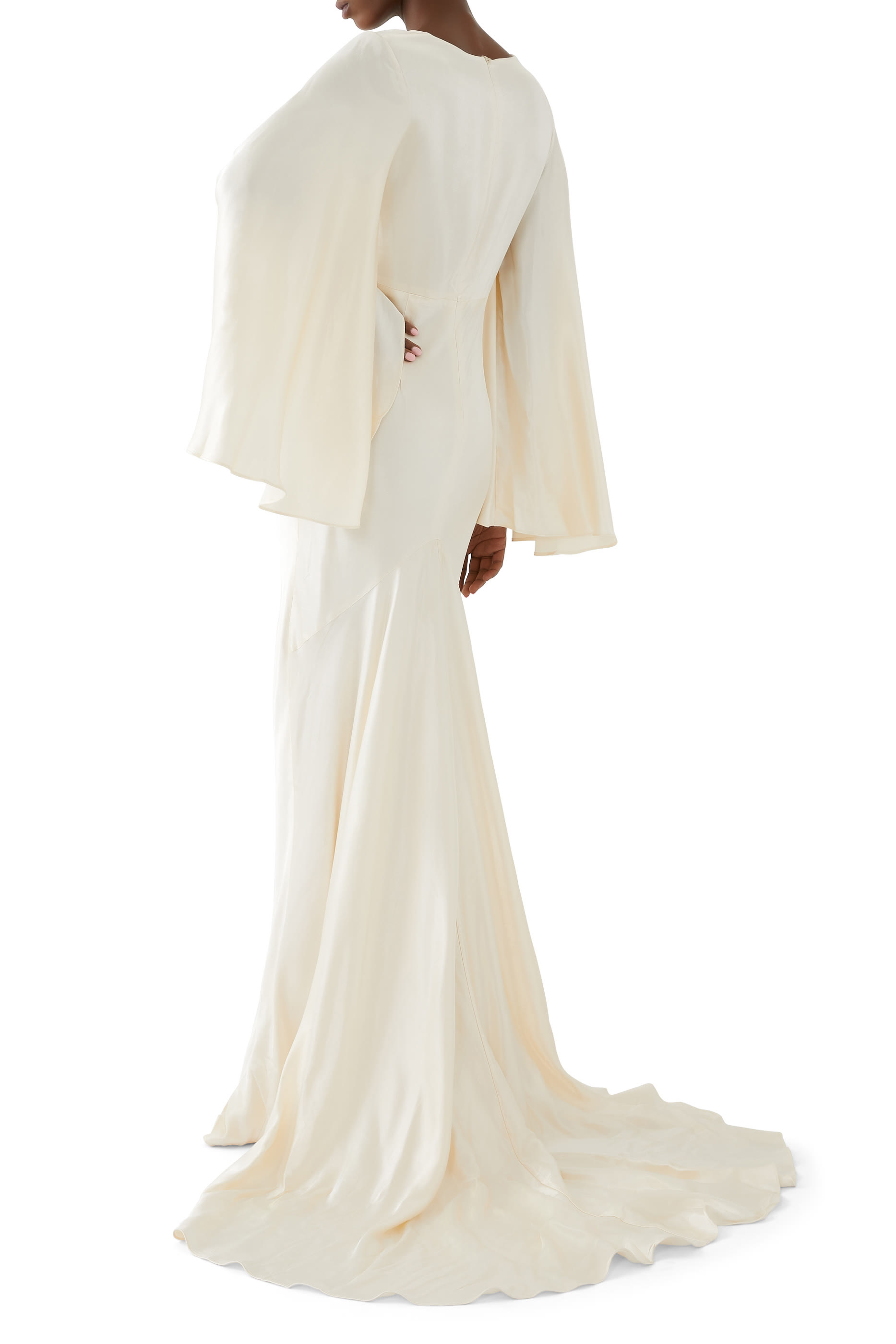 La Lune Flared Sleeve Keyhole Maxi Dress